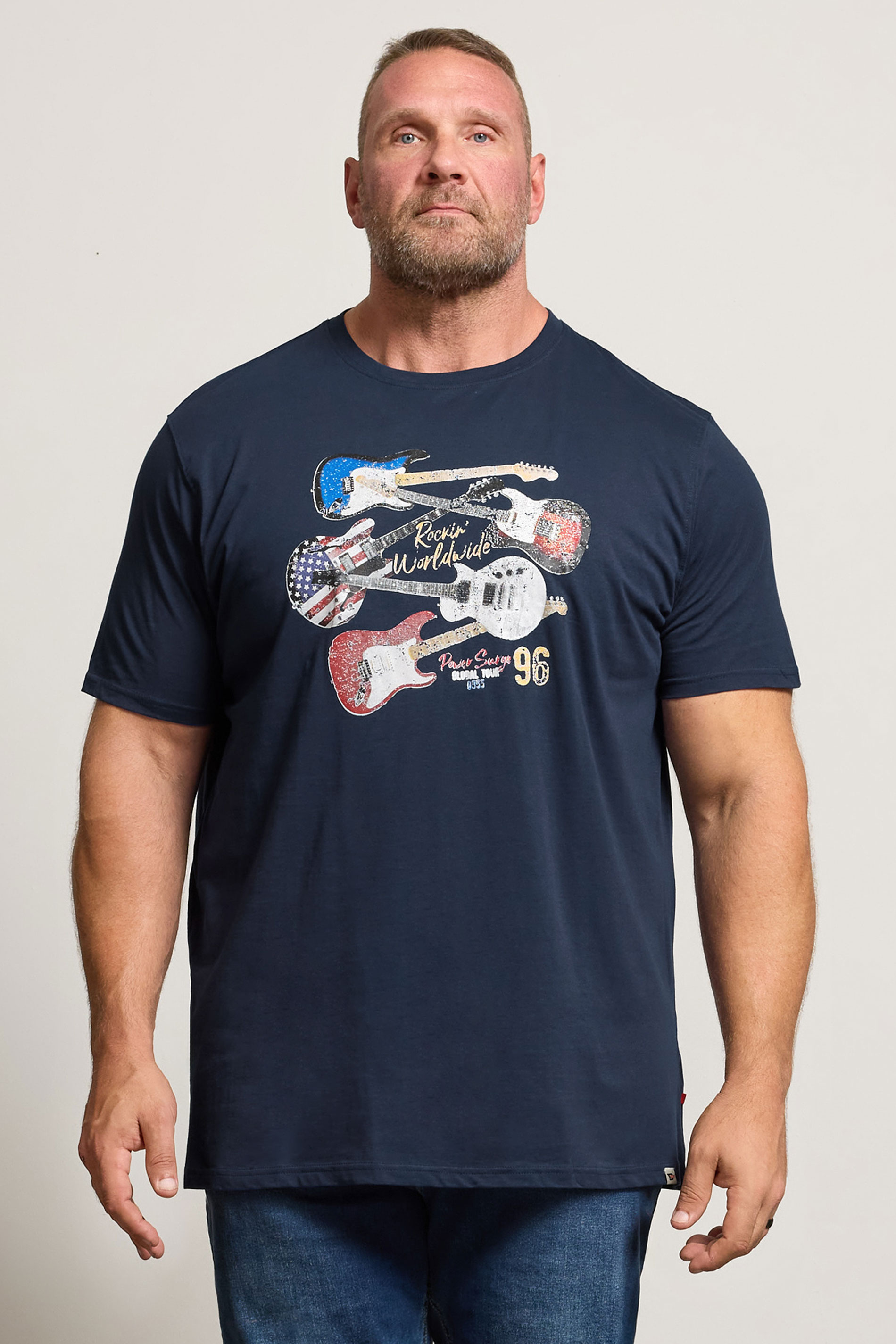D555 Big & Tall Black 'All Fired Up' Graphic Print T-Shirt | BadRhino 3