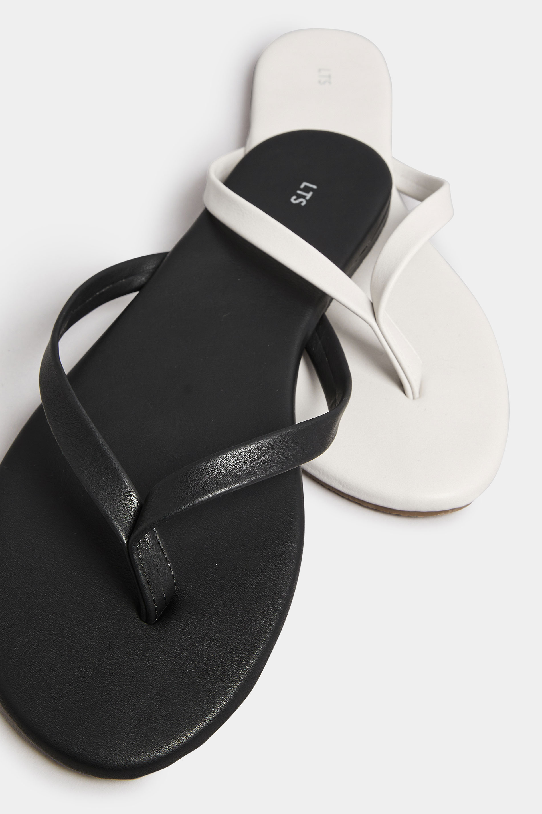 LTS Black Flat Toe Thong Sandals In Standard Fit | Long Tall Sally 6