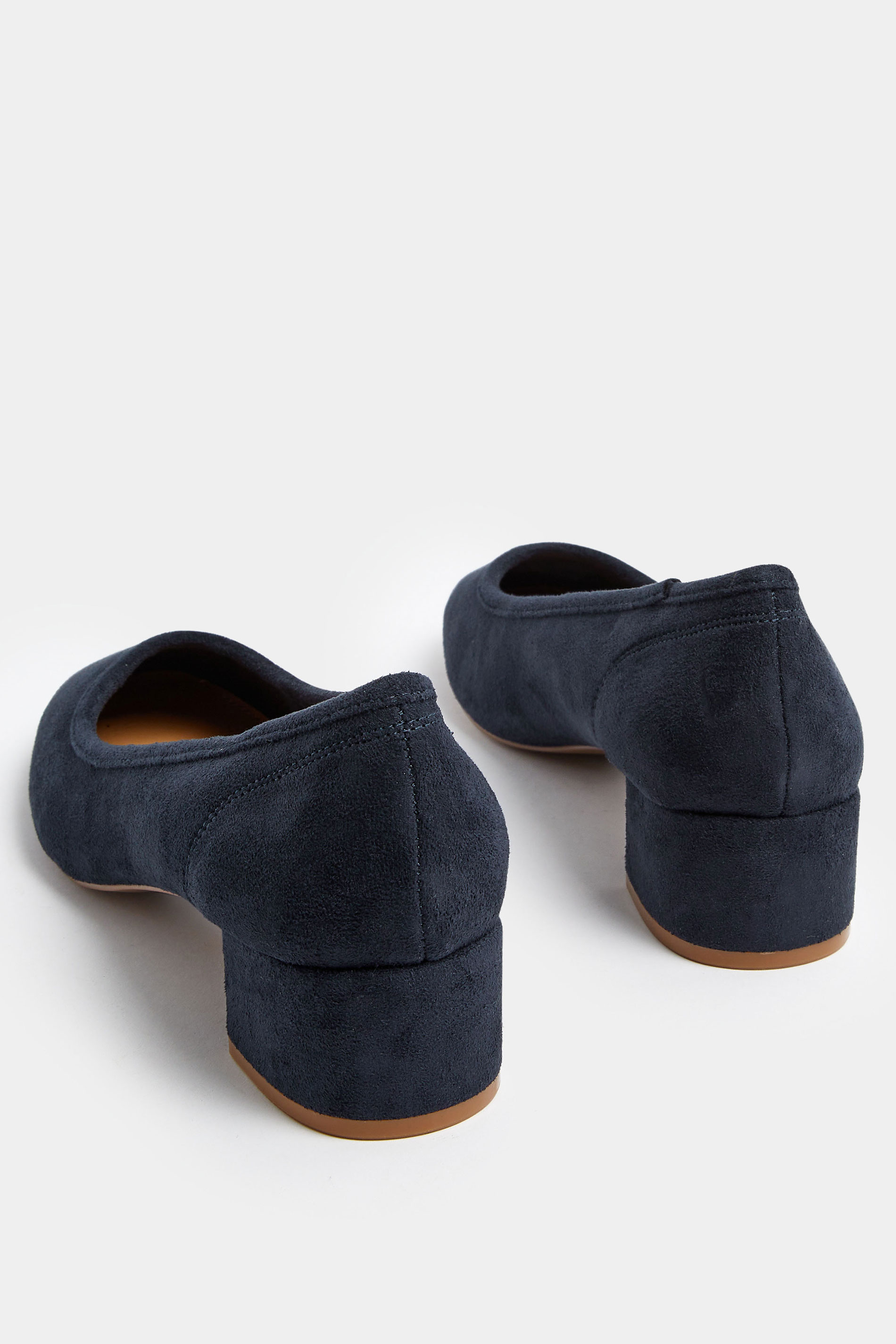 LTS Navy Blue Block Heel Ballerina Pumps | Long Tall Sally 4