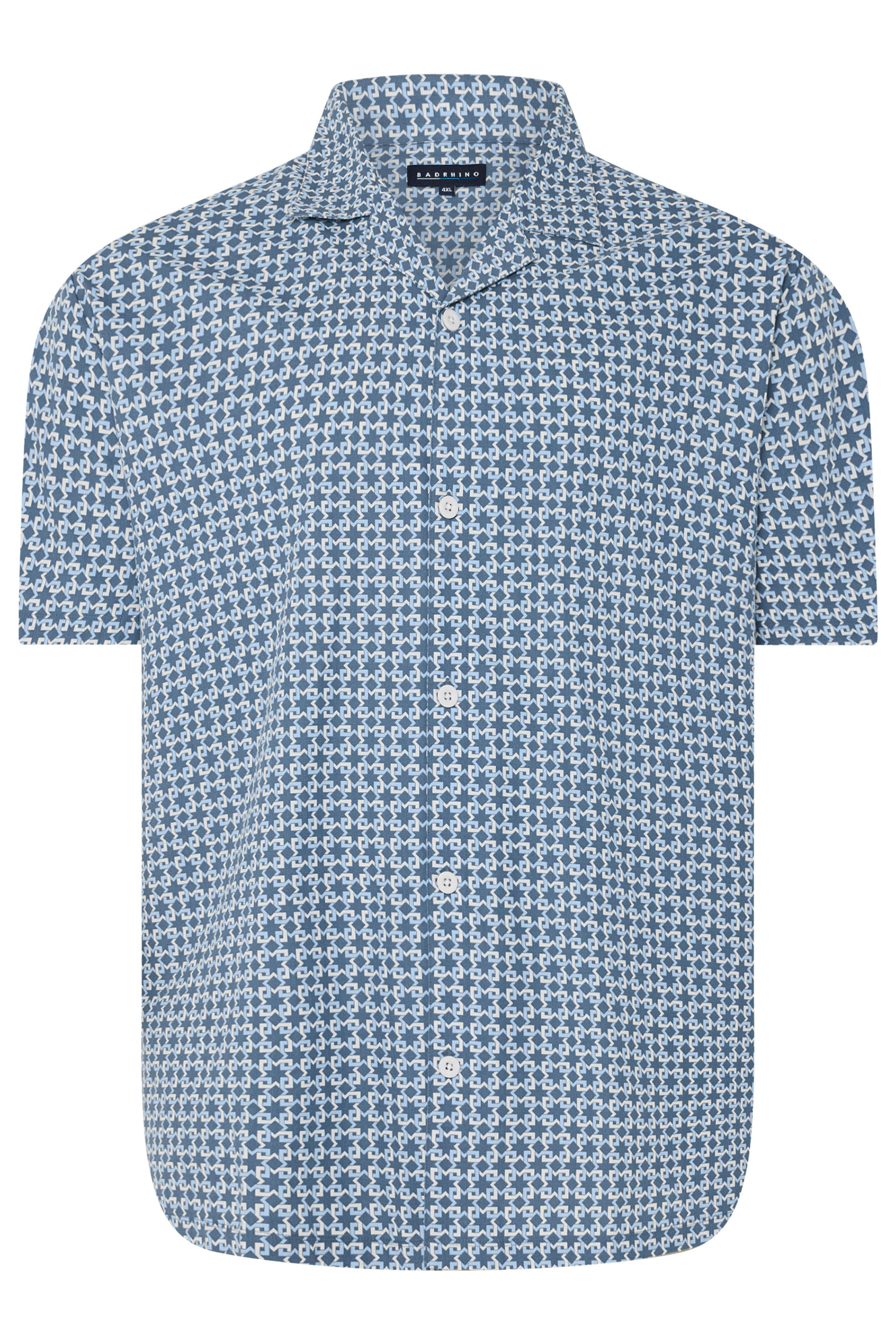 BadRhino Big & Tall Blue Geometric Poplin Shirt | BadRhino 6