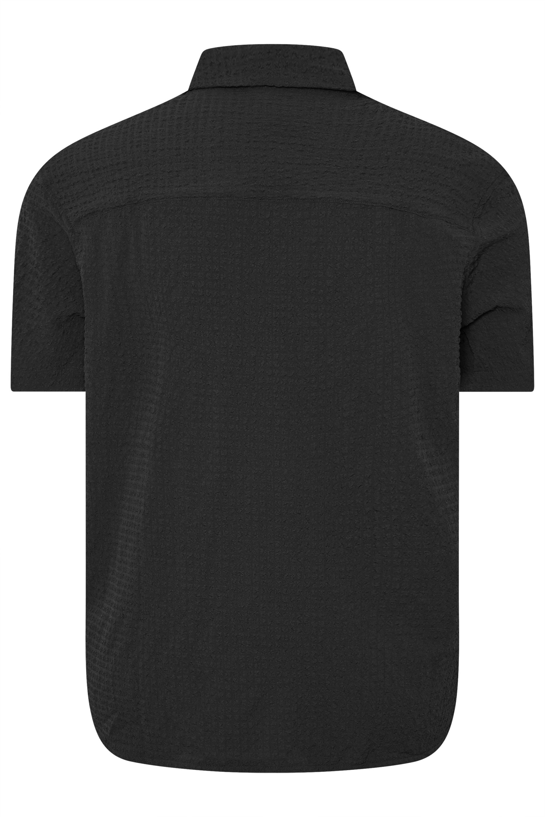JACK & JONES Big & Tall Black Seersucker Resort Shirt | BadRhino 4
