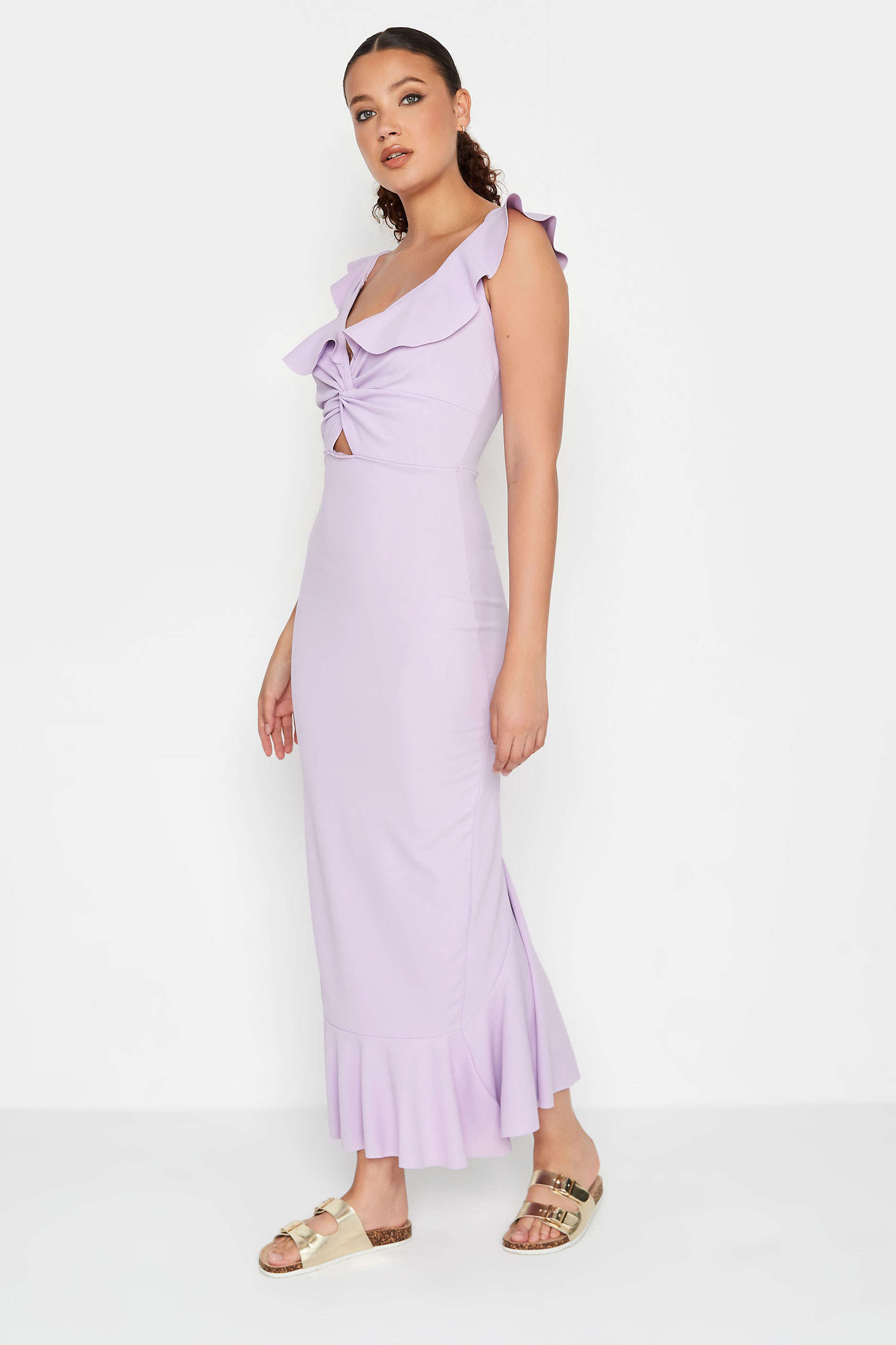 LTS Tall Women's Lilac Purple Cut Out Frill Midaxi Dress | Long Tall Sally 2