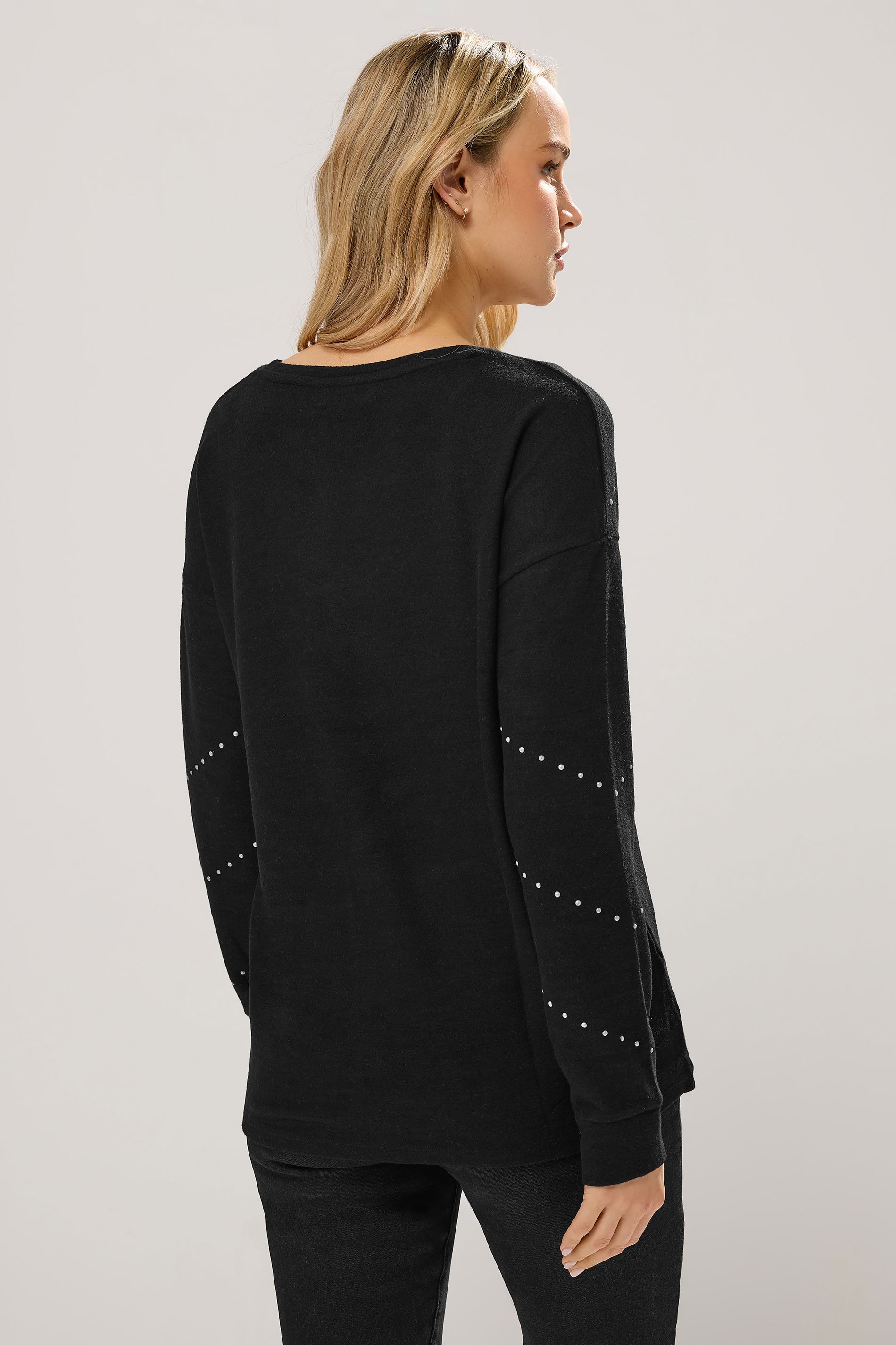 LTS Tall Black Studded Jumper | Long Tall Sally 3