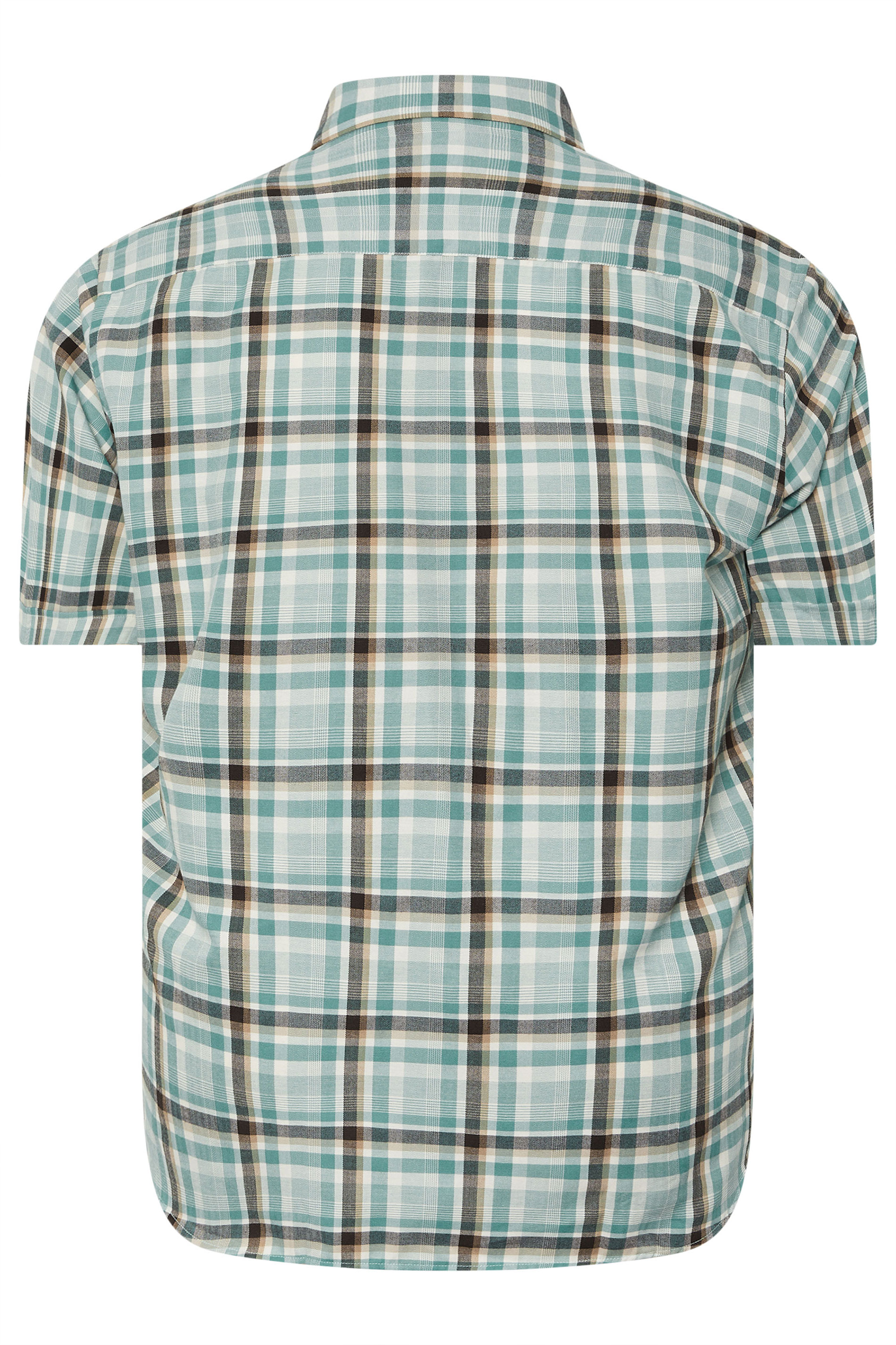 KAM Big & Tall Mineral Blue Short Sleeve Check Shirt | BadRhino 4