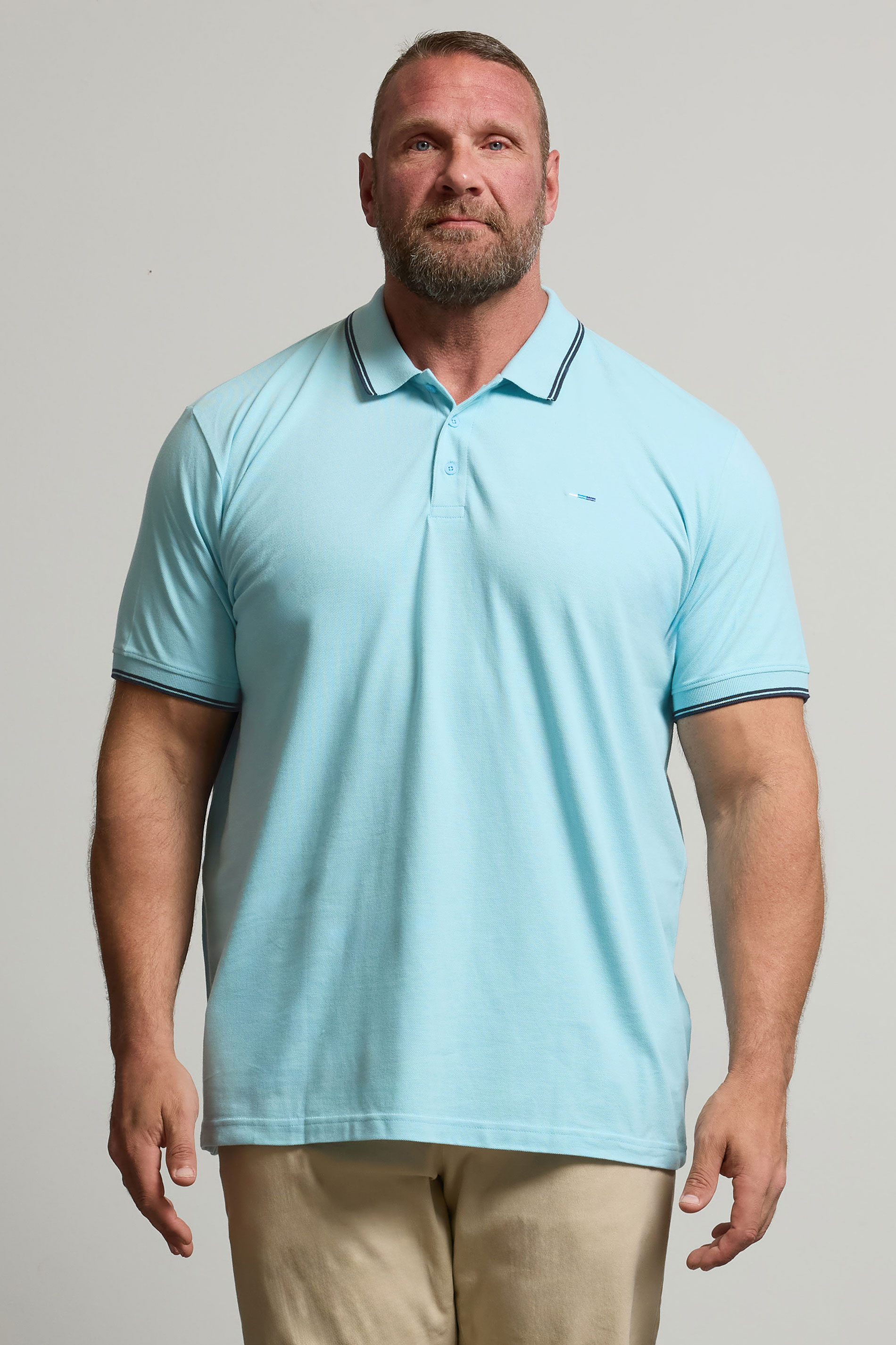 BadRhino Big & Tall 3 Pack Blue & Orange Tipped Polo Shirts | BadRhino 2