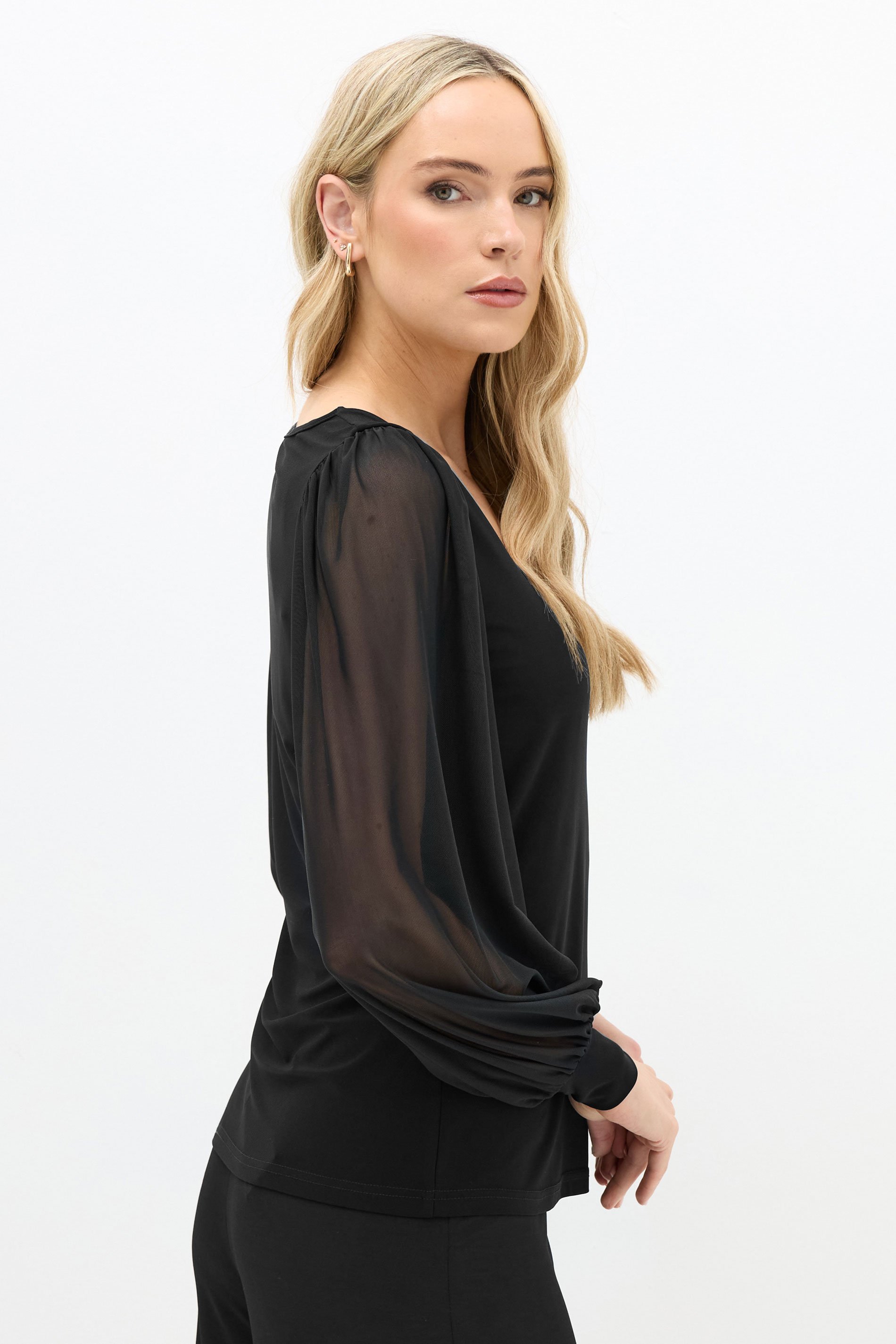 LTS Tall Black Mesh Square Neck Blouse | Long Tall Sally 4