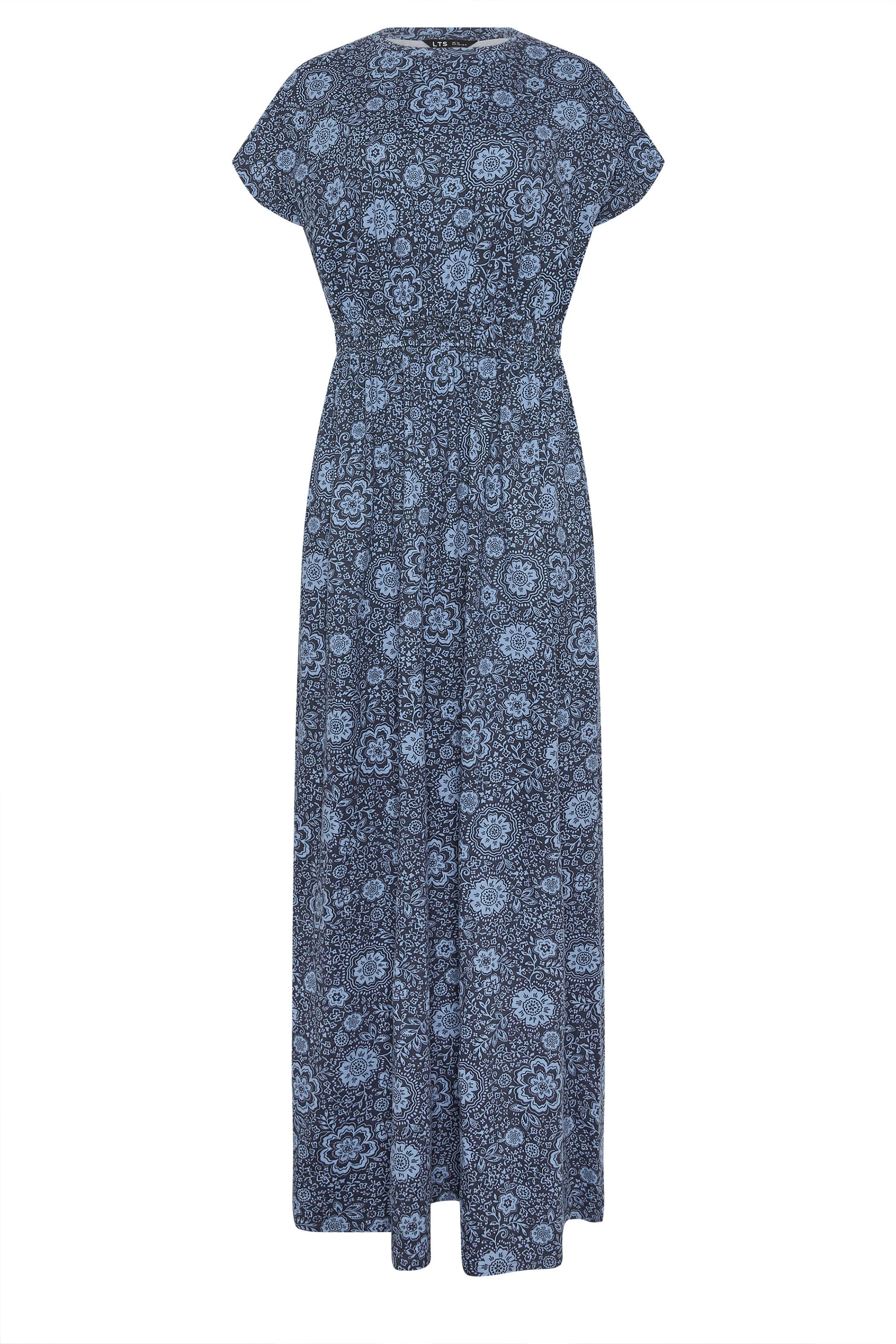 LTS Tall Women's Blue Floral Shirred Waist Cotton Maxi Dress | Long Tall Sally 6