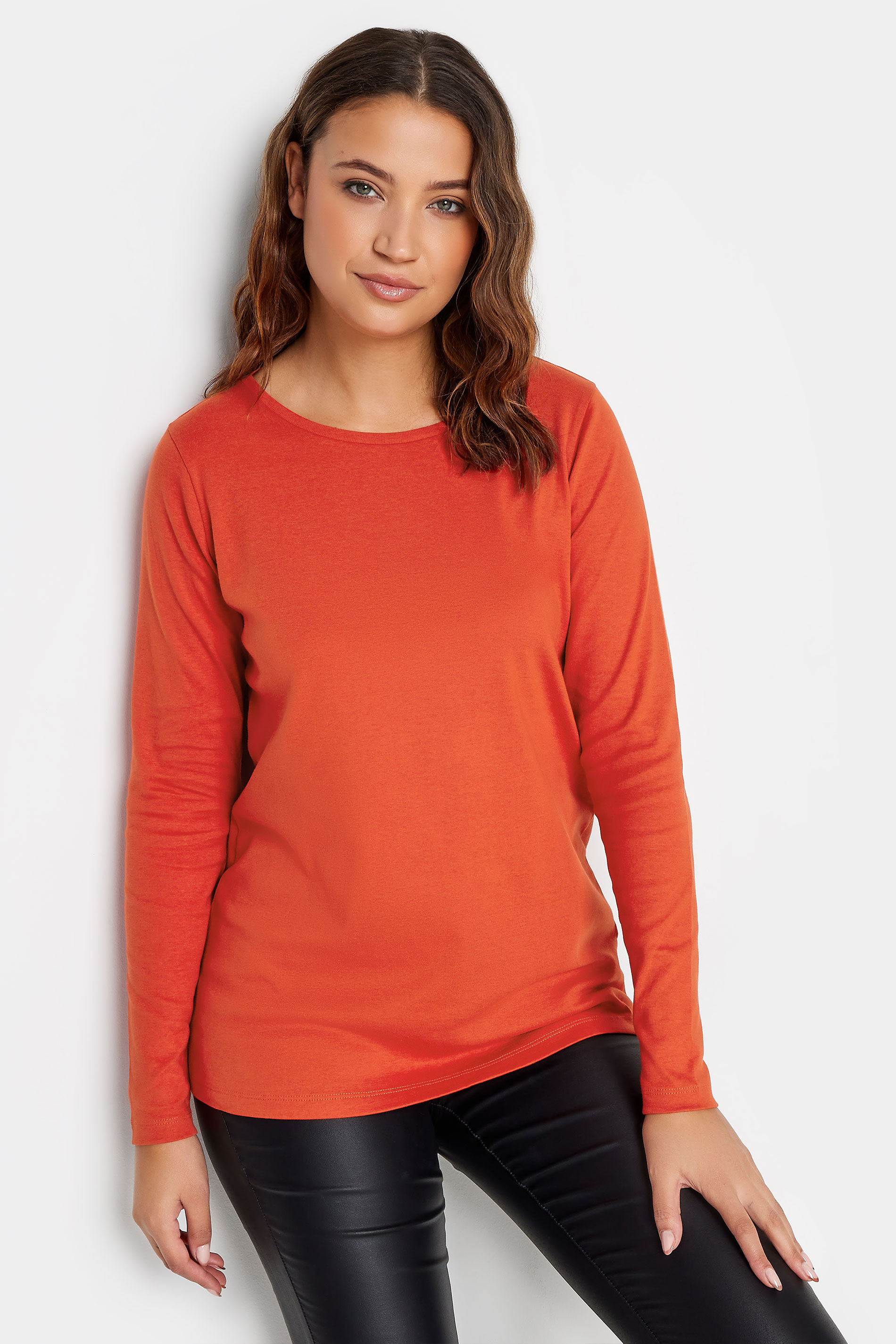 LTS Tall Bright Red Long Sleeve Cotton T-Shirt | Long Tall Sally  1