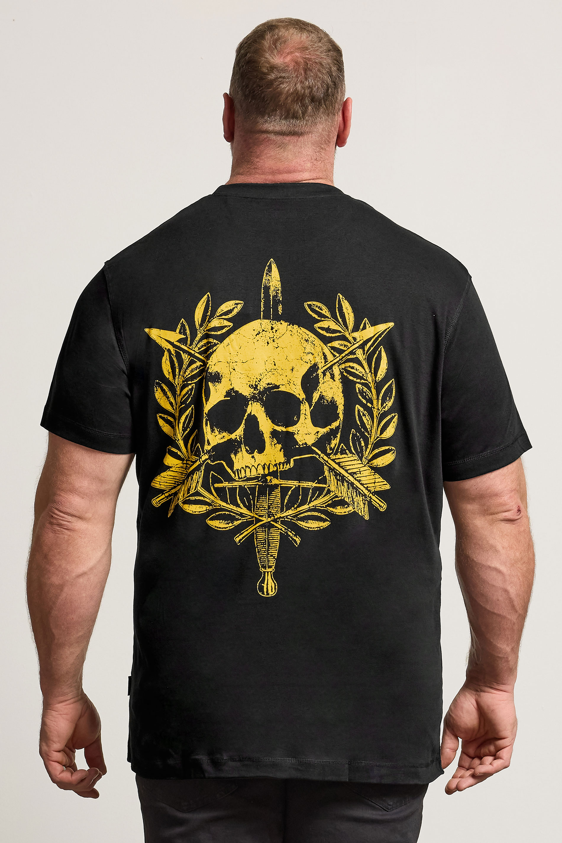 BadRhino Big & Tall Black Skull Emblem Extra Long Graphic T-Shirt | BadRhino 3
