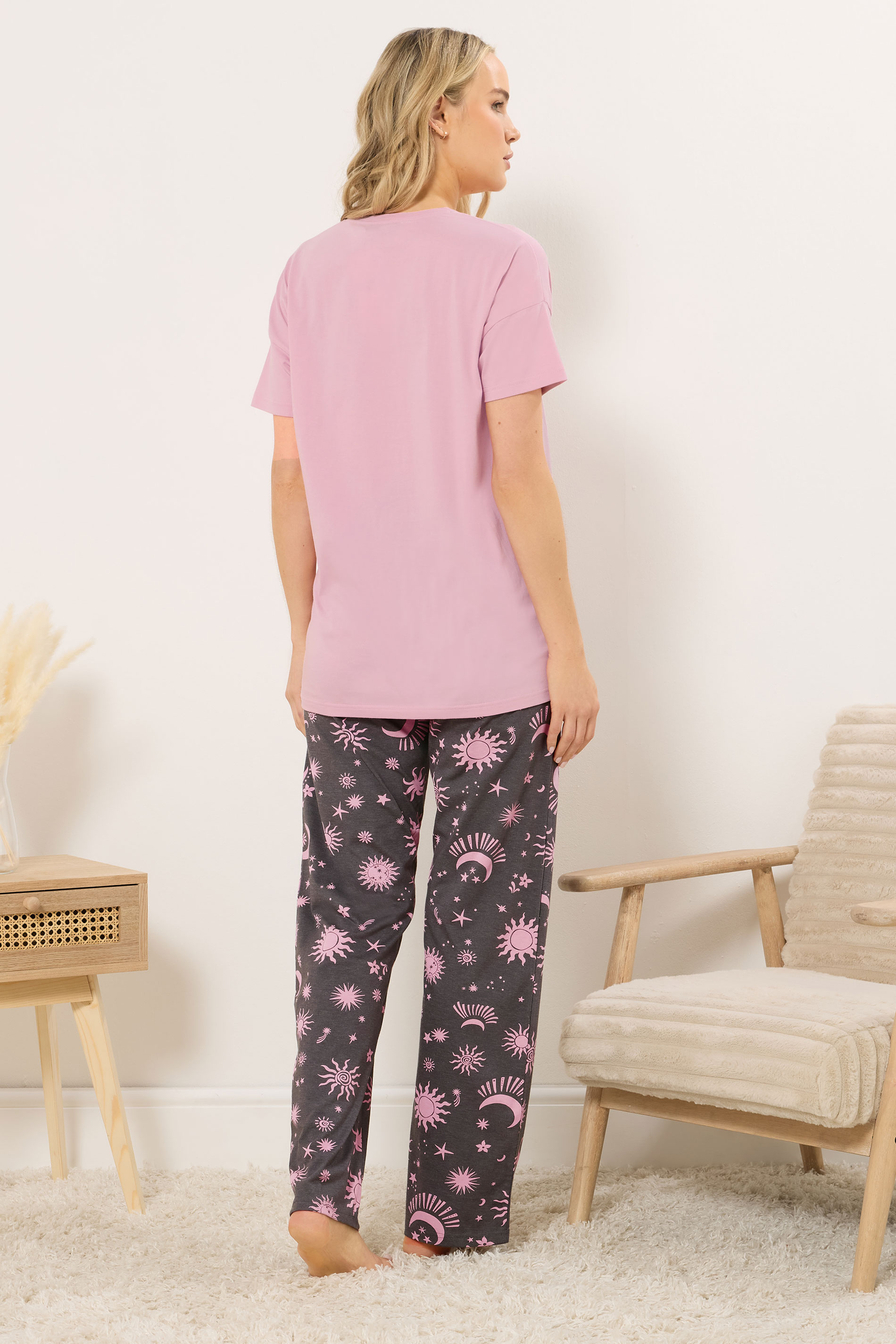 LTS Tall Women's Pink 'Weekend Dreaming' Slogan Pyjama Set | Long Tall Sally 3