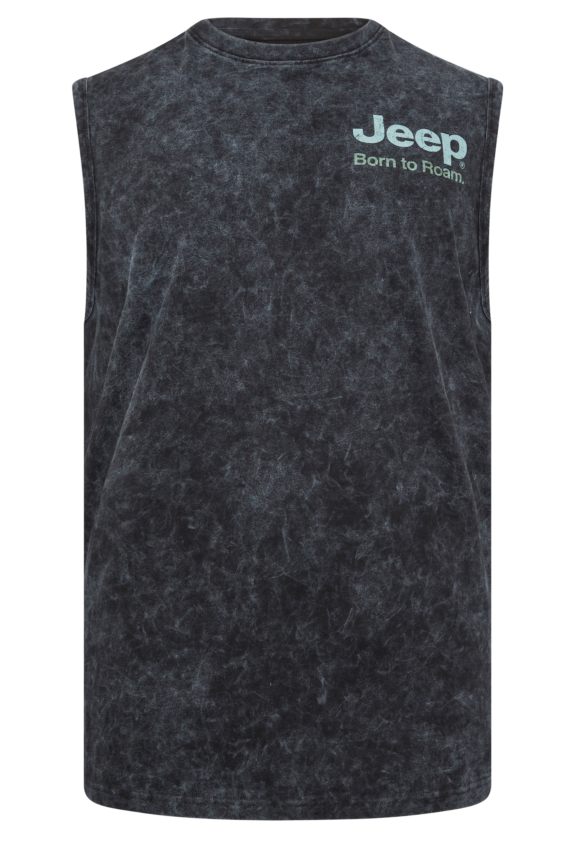 BadRhino Big & Tall Black Extra Long Acid Wash 'Jeep' Graphic Vest | BadRhino 1