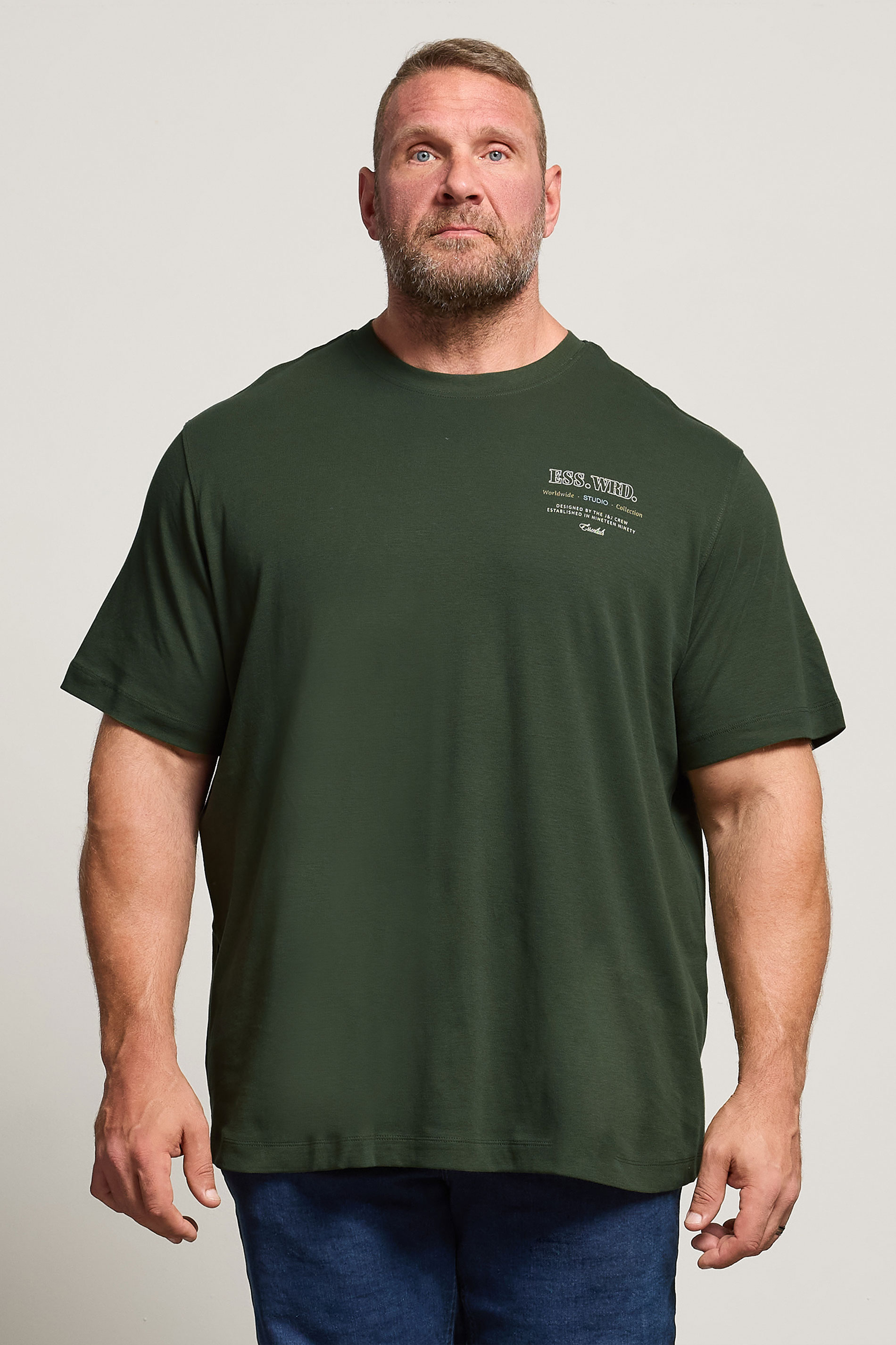 JACK & JONES Big & Tall Duffel Green Studio Graphic T-Shirt | BadRhino 1