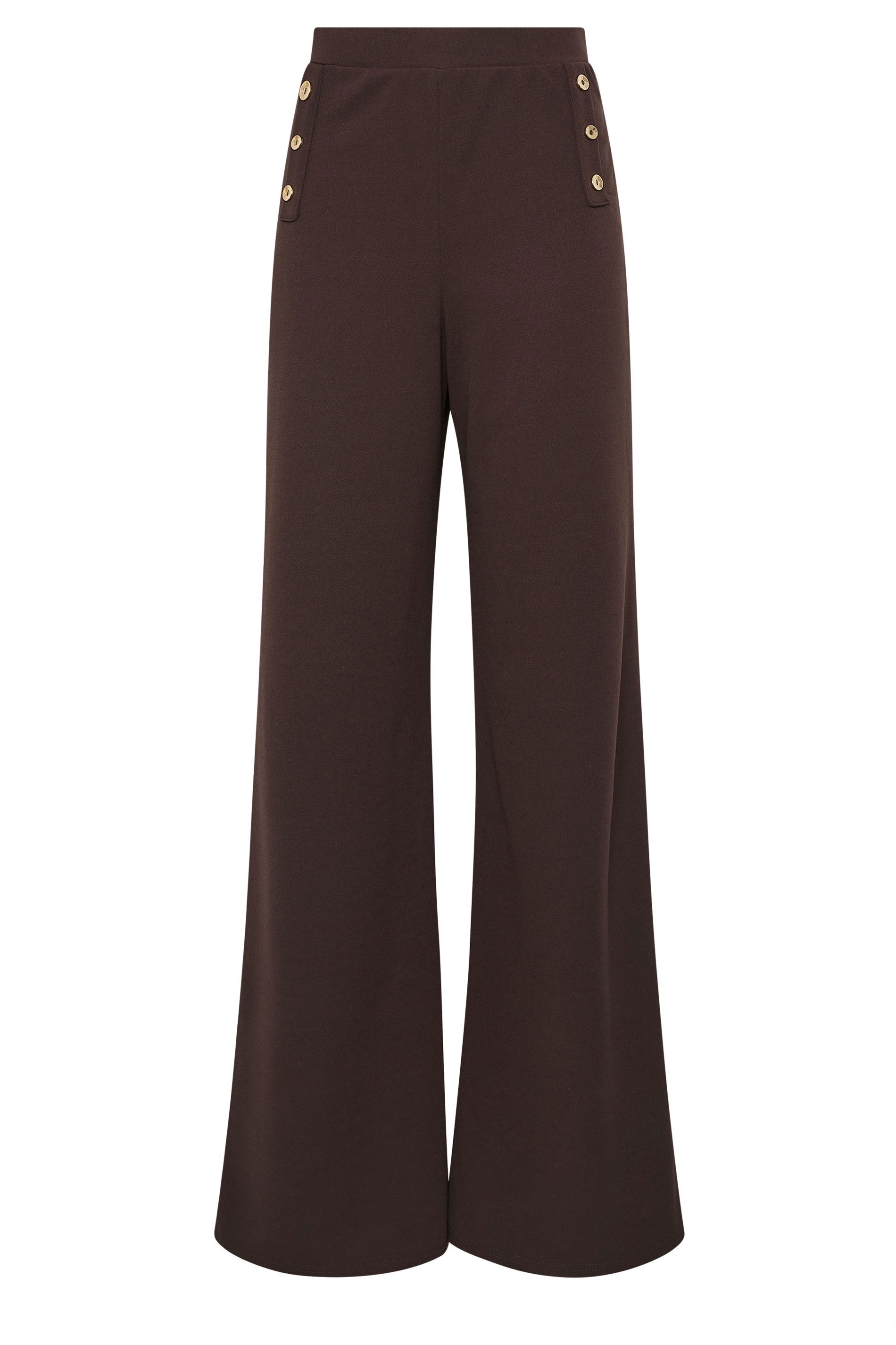 LTS Tall Chocolate Brown Military Wide Leg Trousers | Long Tall Sally 5