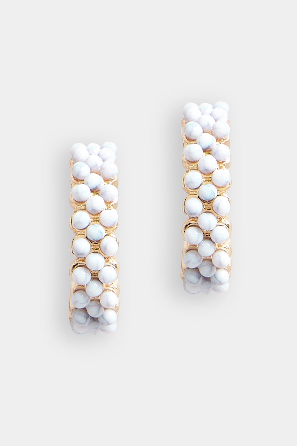 Gold Tone Beaded Mini Hoop Earrings 2