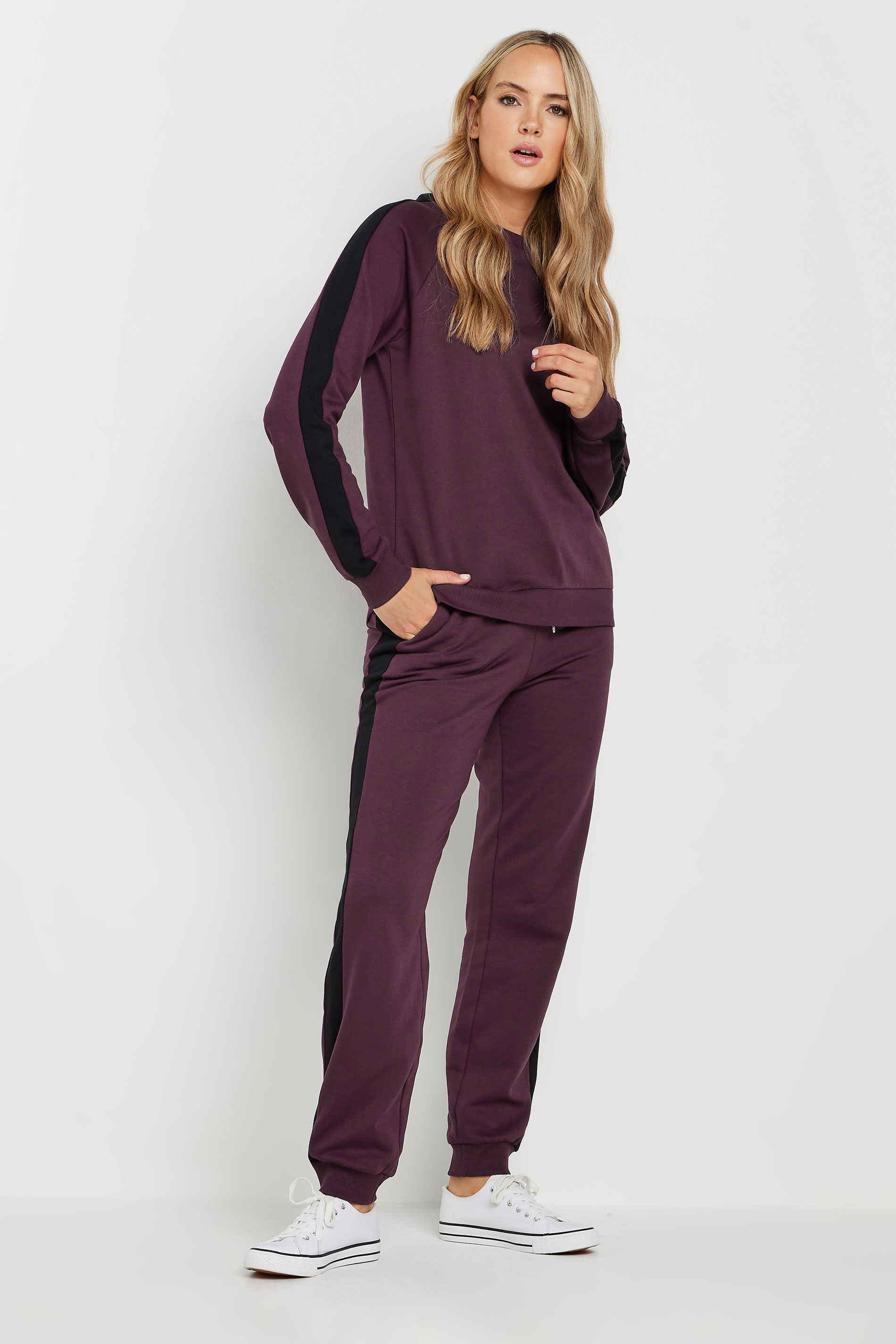 LTS Tall Burgundy Red Side Stripe Sweatshirt | Long Tall Sally 3