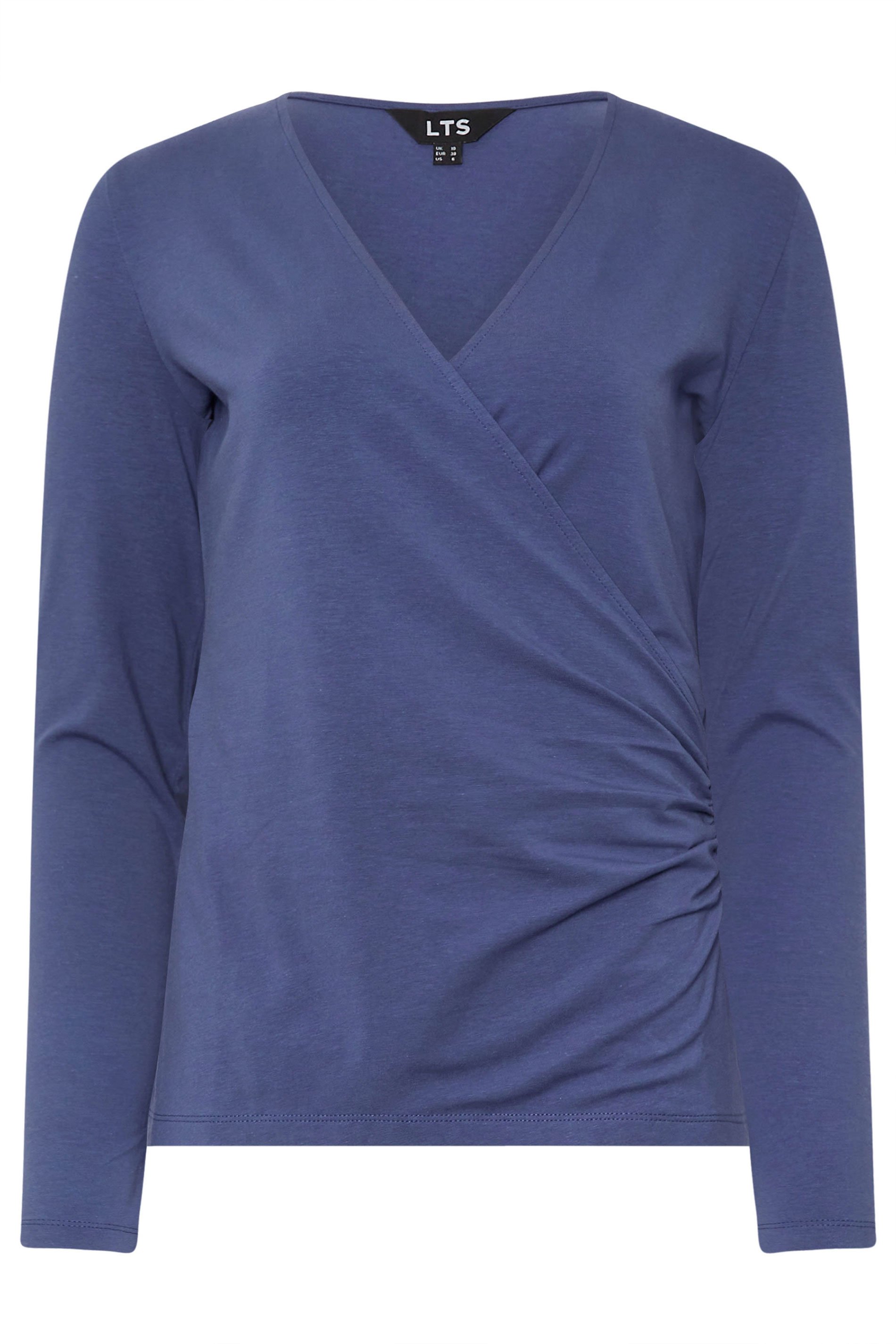 LTS Tall Blue Long Sleeve Wrap Top | Long Tall Sally 5