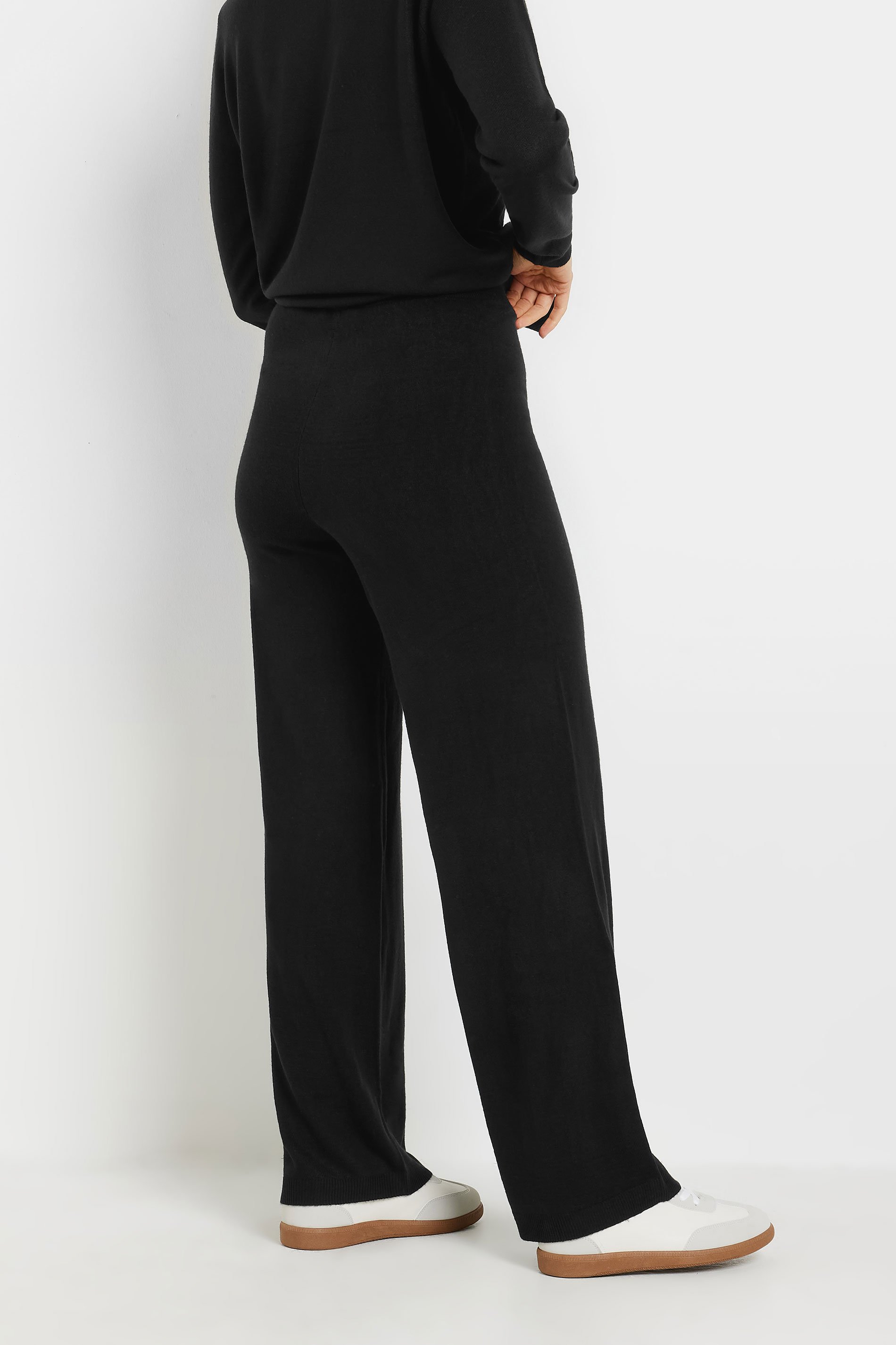 LTS Tall Black Knitted Wide Leg Trousers | Long Tall Sally 3