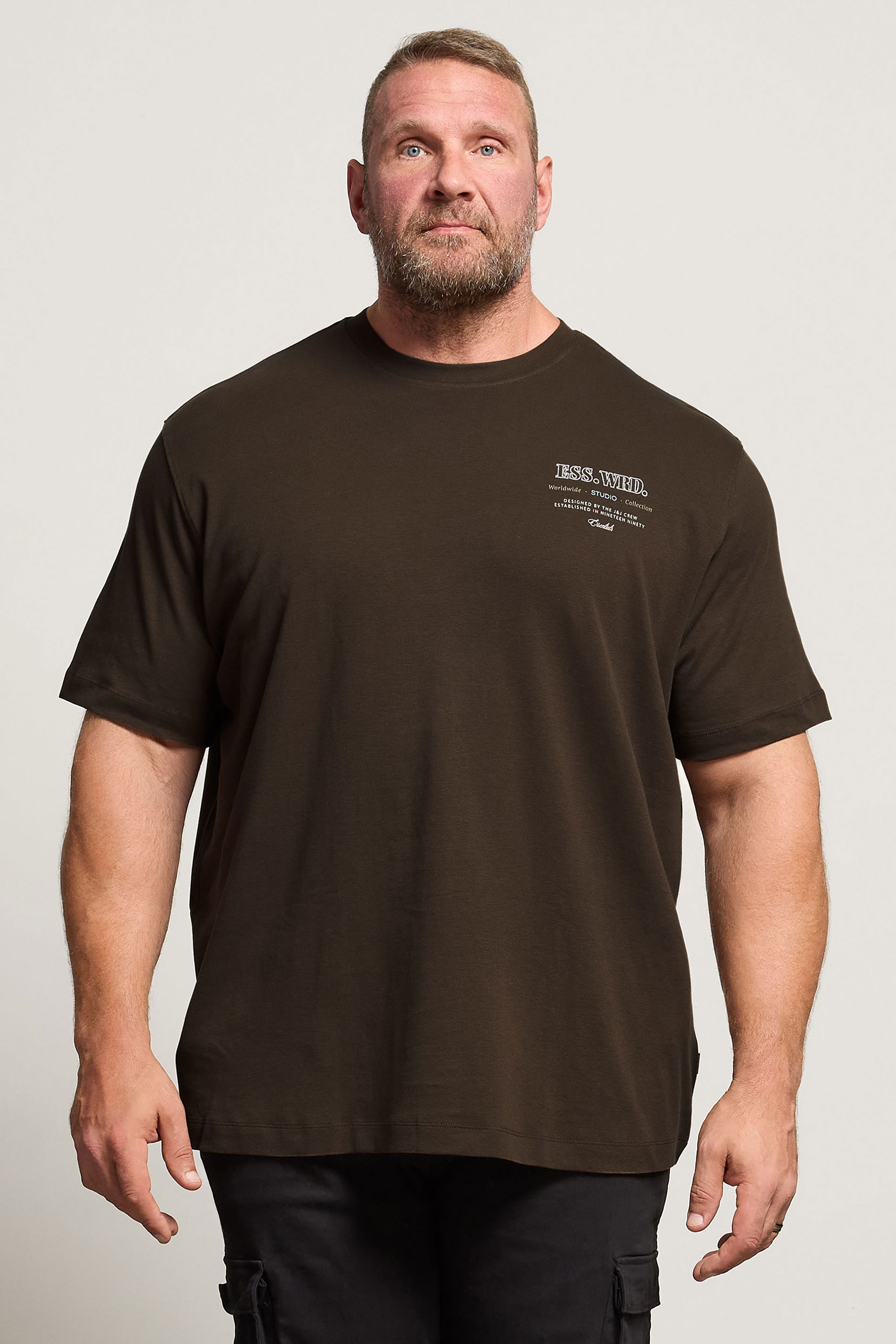 JACK & JONES Big & Tall Brown Studio Graphic T-Shirt | BadRhino 1