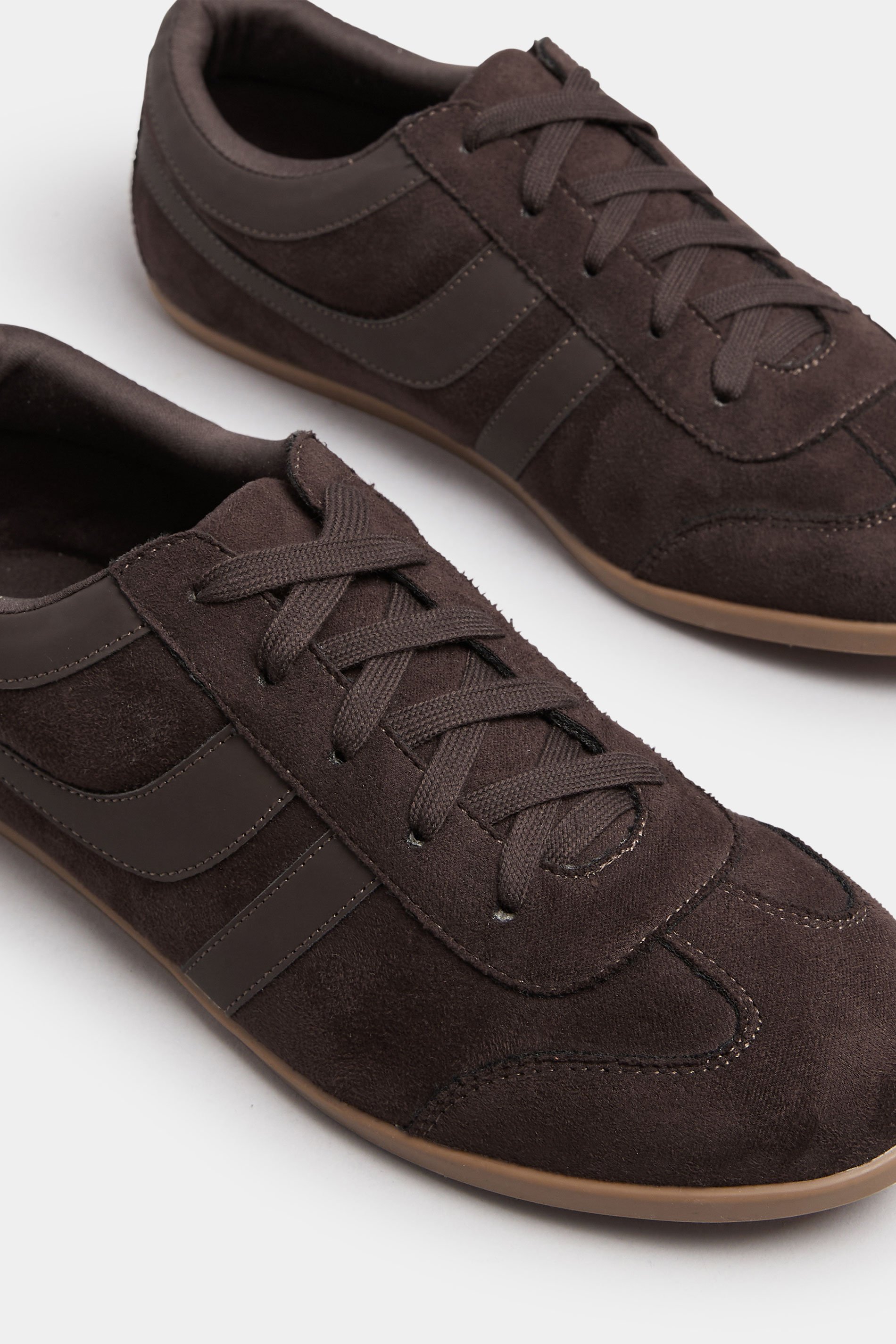 LTS Chocolate Brown Padded Retro Trainers In Standard Fit | Long Tall Sally 5