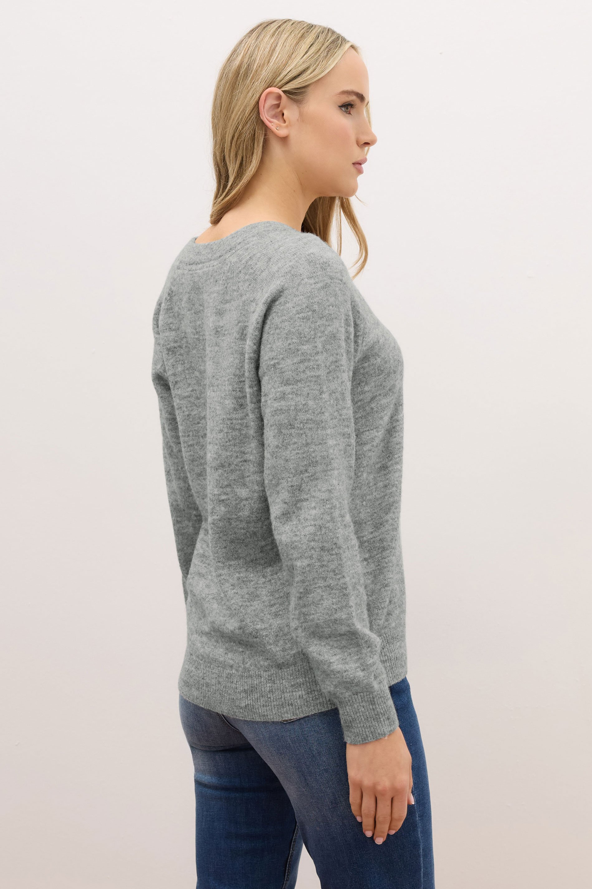 LTS PREMIUM Tall Grey Knit V-Neck Jumper | Long Tall Sally 4
