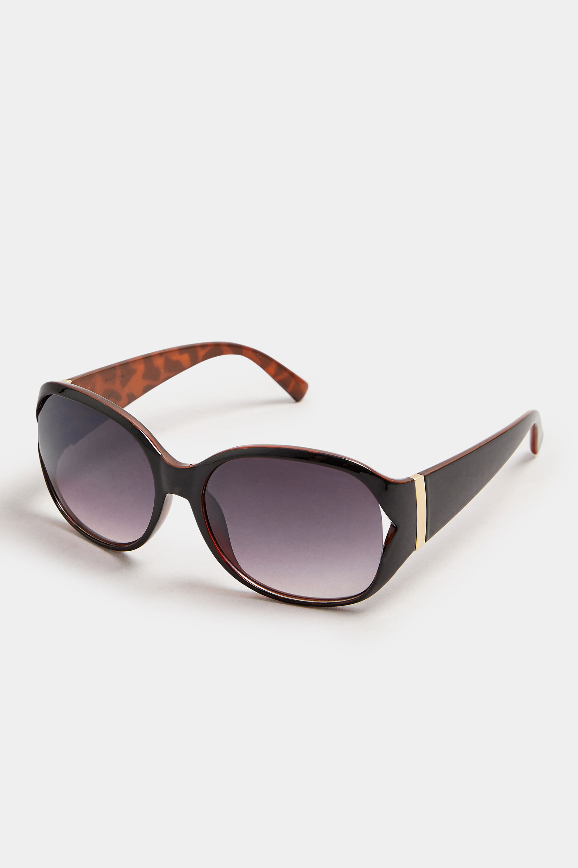 Black Animal Print Arm Detail Sunglasses | Yours Clothing 2