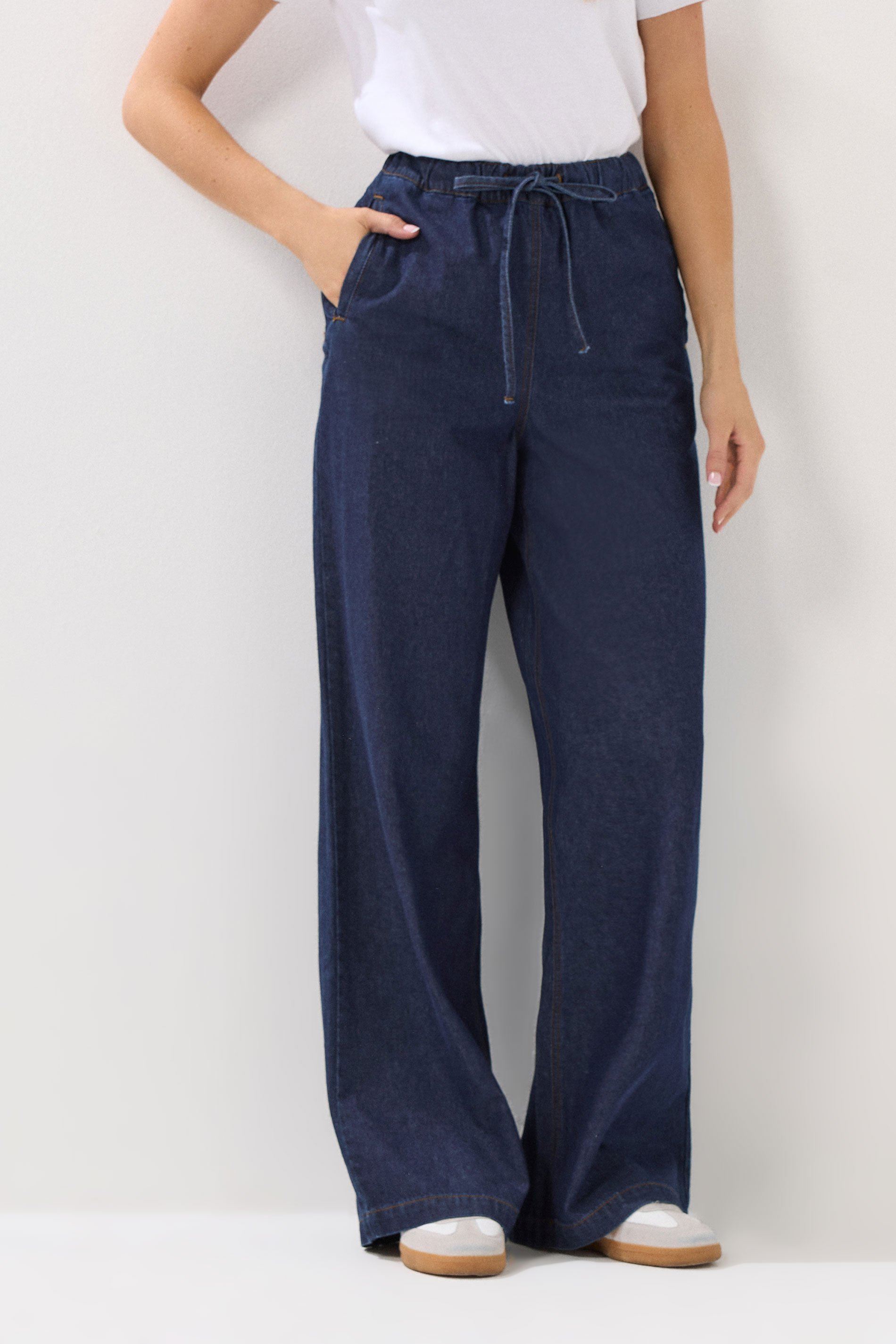 LTS Tall Indigo Blue Tie Waist Wide Leg Jeans | Long Tall Sally 3