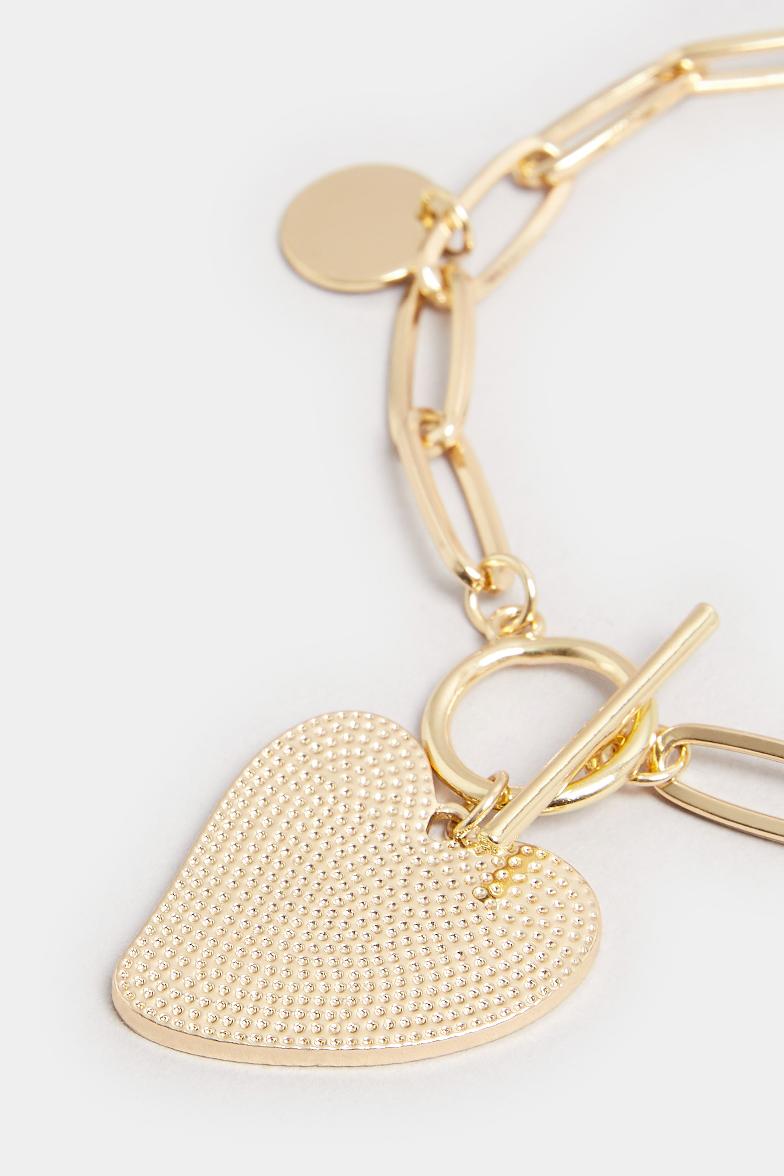 Gold Tone Heart Charm Bracelet | Yours Clothing 3