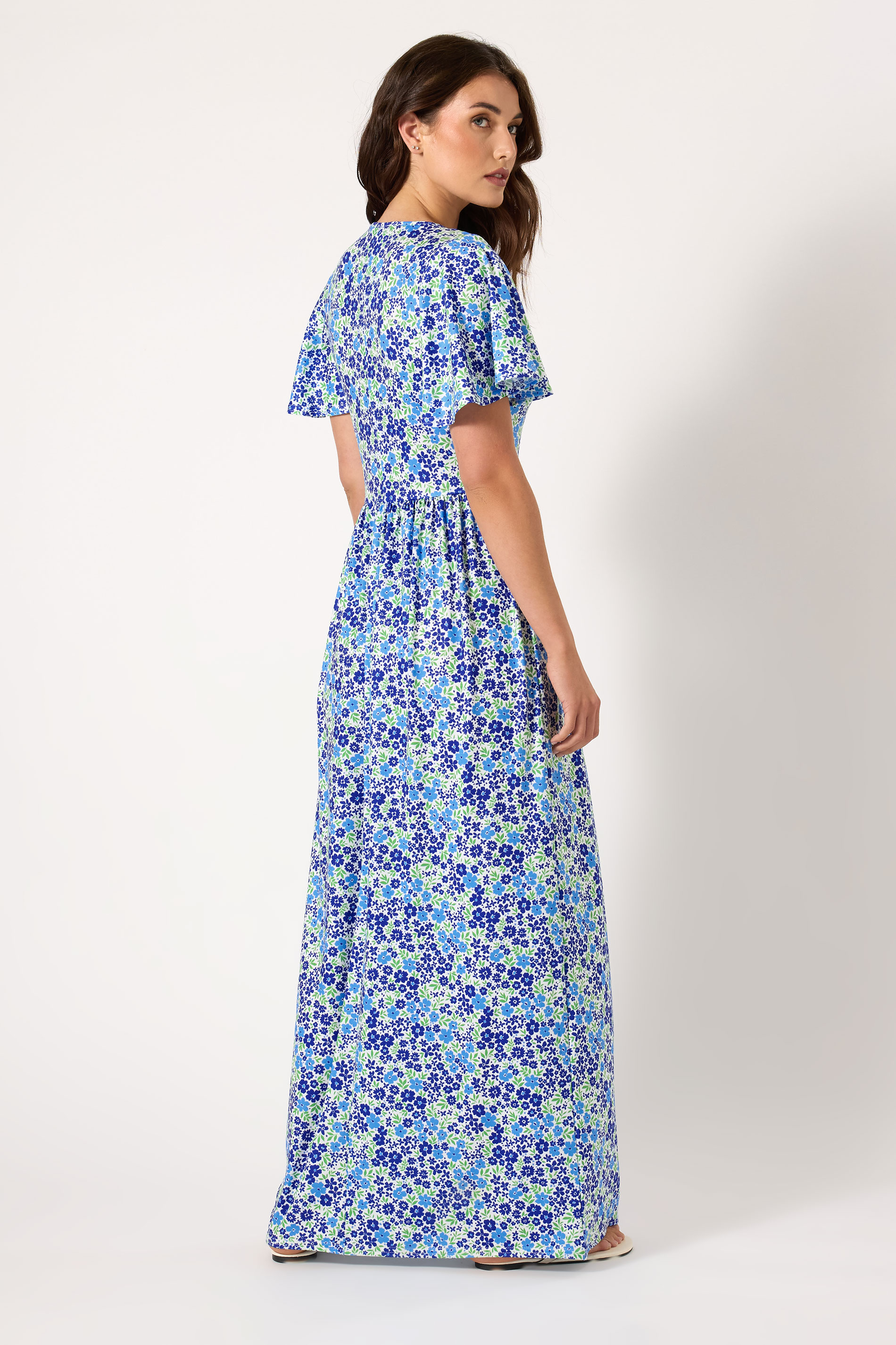 LTS Tall Blue Ditsy Angel Sleeve Maxi Dress | Long Tall Sally 3