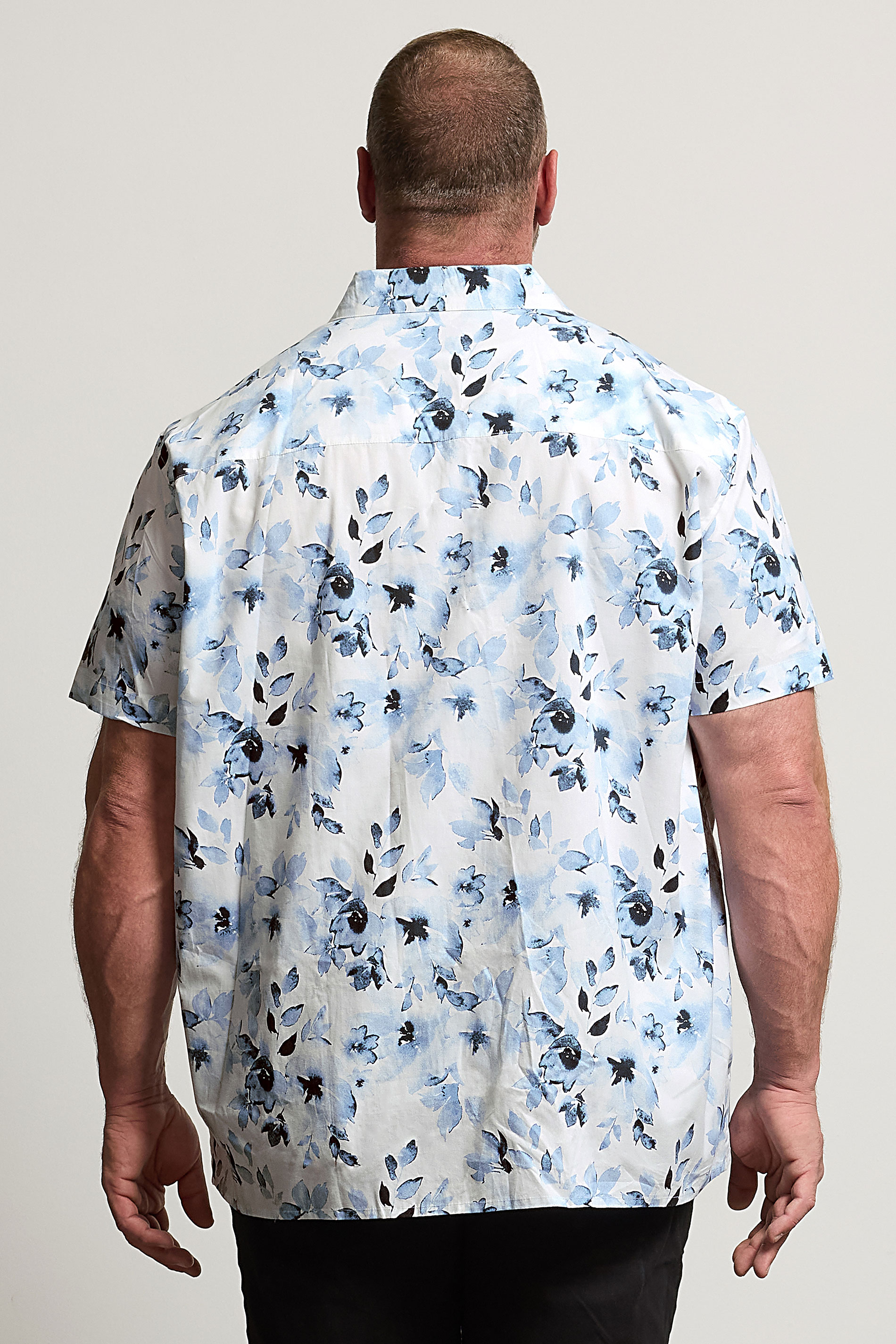 BadRhino Big & Tall White Flower Print Peached Revere Collar Shirt | BadRhino 4