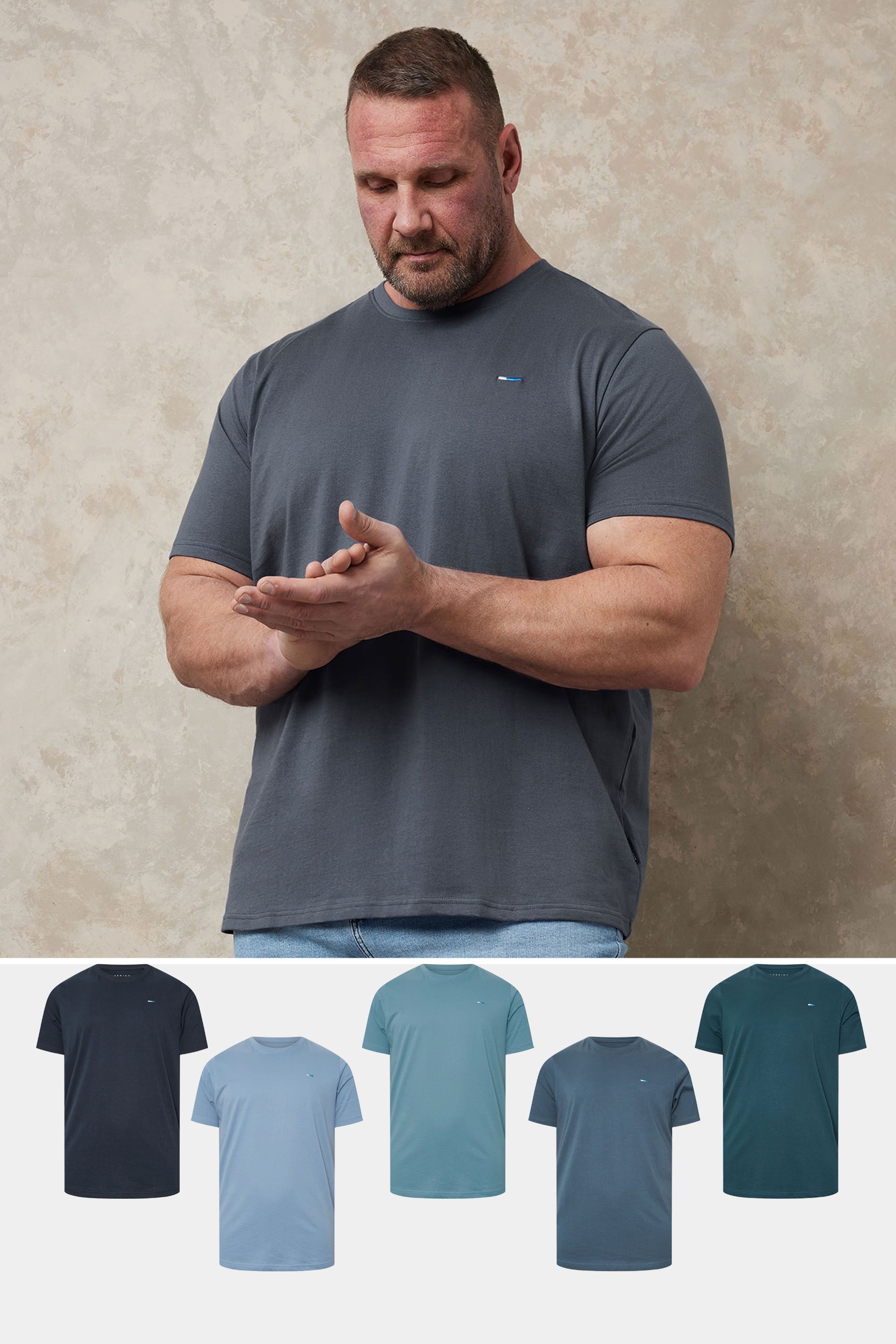 BadRhino Big & Tall 5 PACK Navy Blue & Blue Core T-Shirts | BadRhino 1