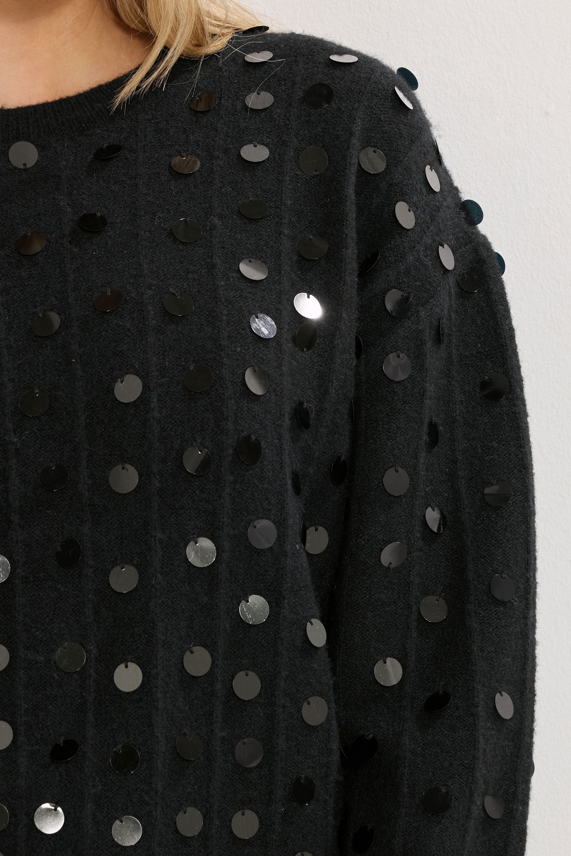LTS Tall Black Disco Sequin Jumper | Long Tall Sally 4