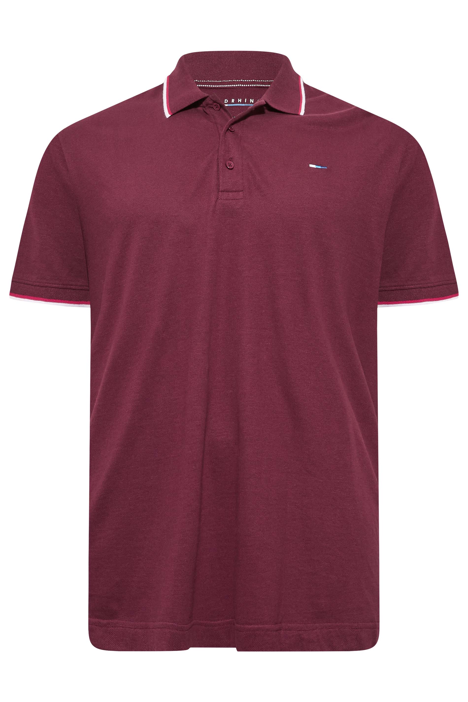 BadRhino Big & Tall Dark Red Essential Tipped Polo Shirt | BadRhino 6