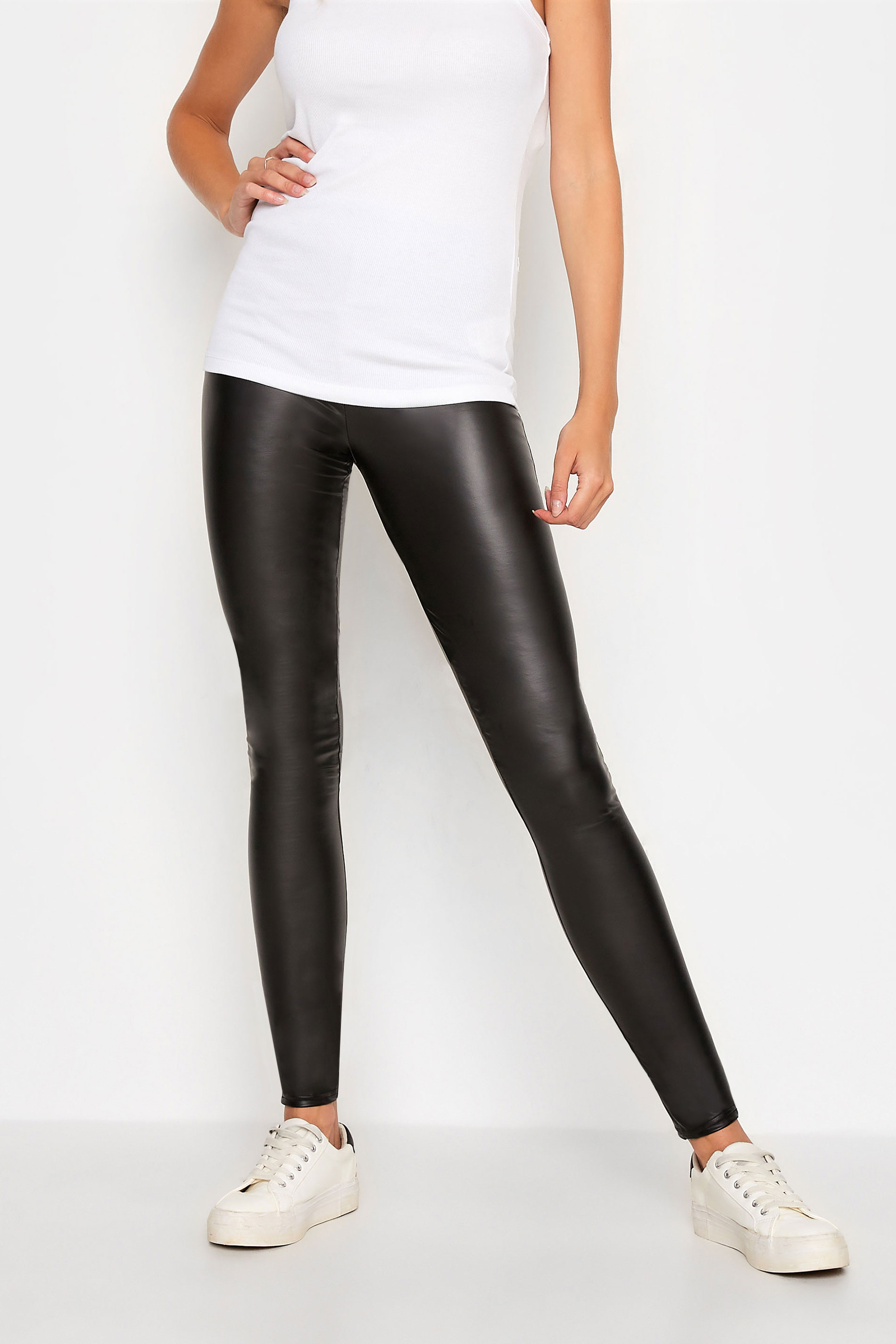 LTS Tall Womens Black Stretch Faux Leather Leggings | Long Tall Sally  1