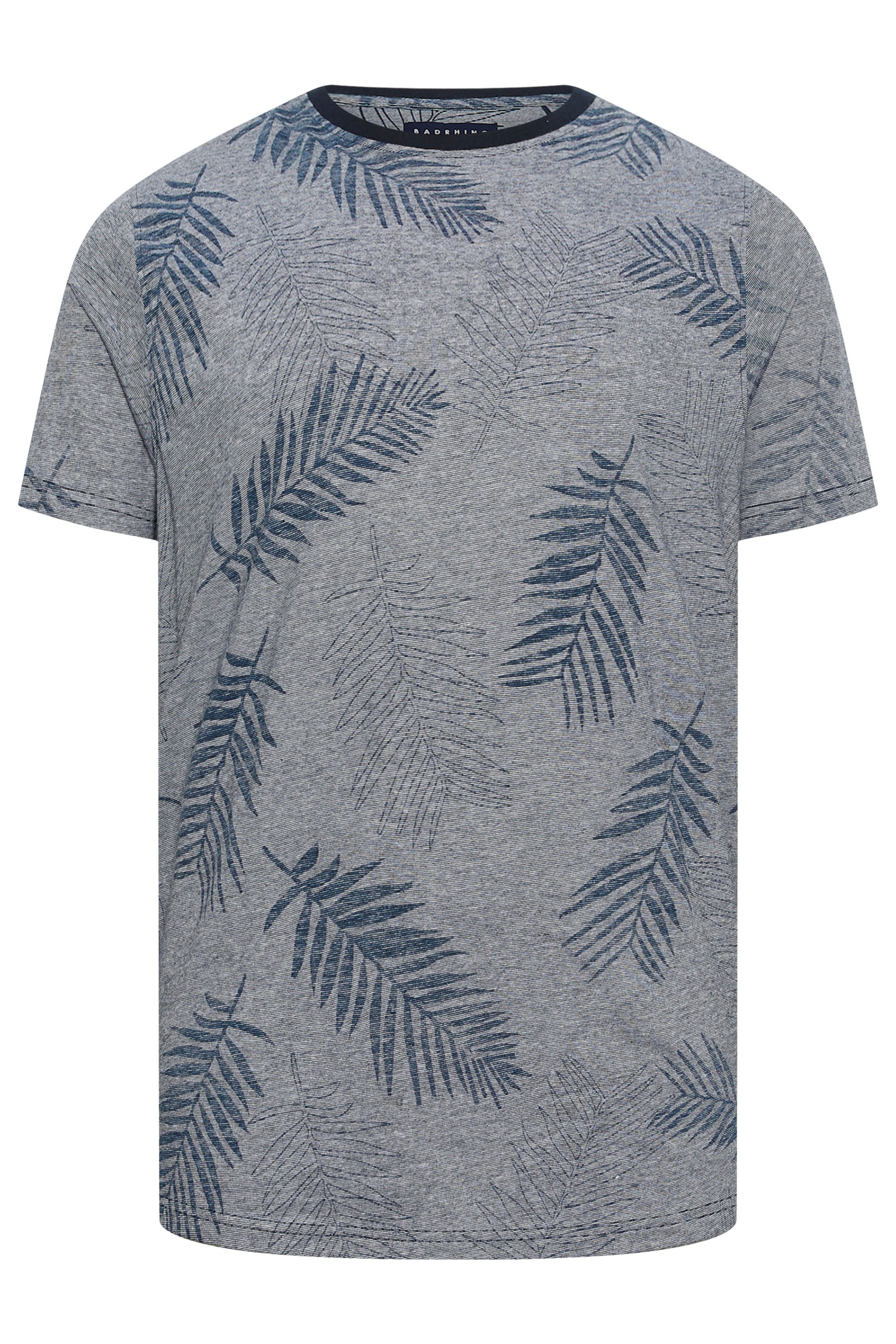 BadRhino Big & Tall Blue Leaf Print T-Shirt | BadRhino 4