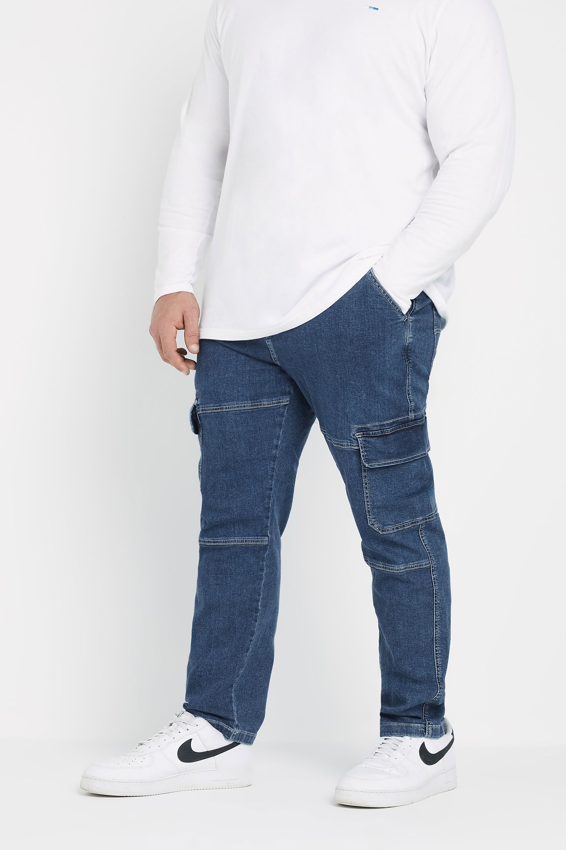 BadRhino Big & Tall Blue Stretch Cargo Jeans | BadRhino 1