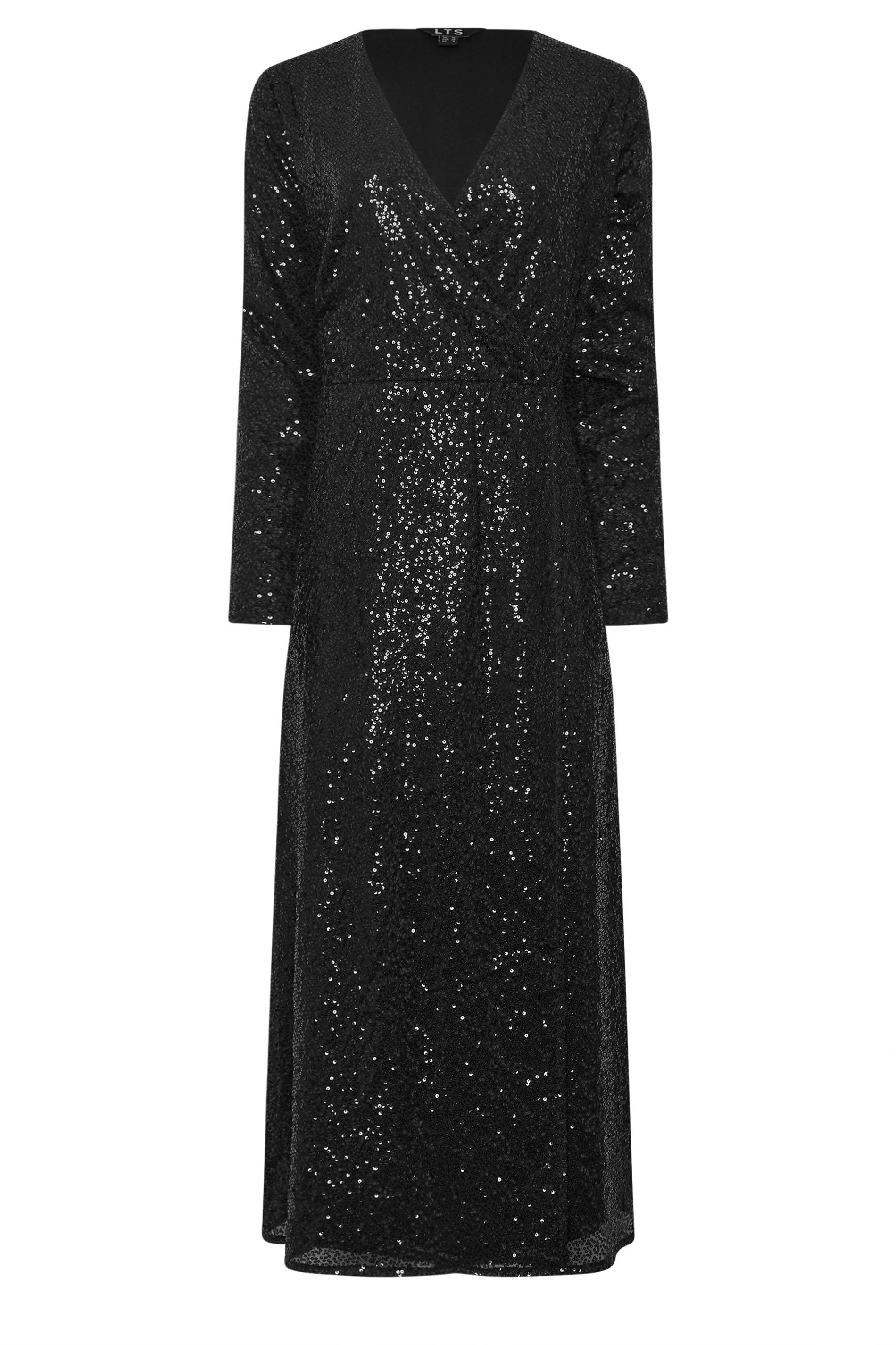 LTS Tall Black Sequin Wrap Midaxi Dress | Long Tall Sally 6