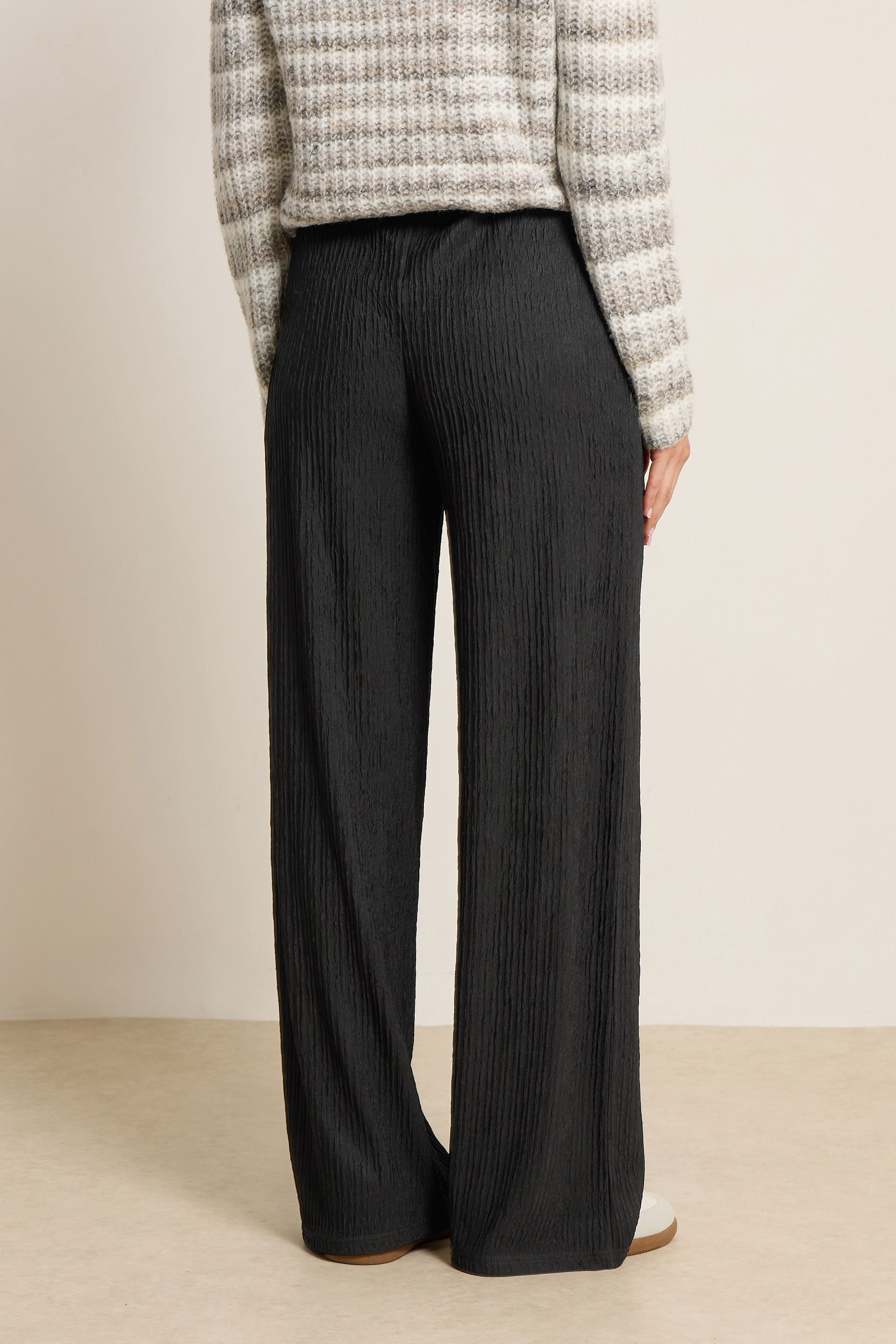 LTS Tall Black Textured Elasticated Waist Trousers | Long Tall Sally 3