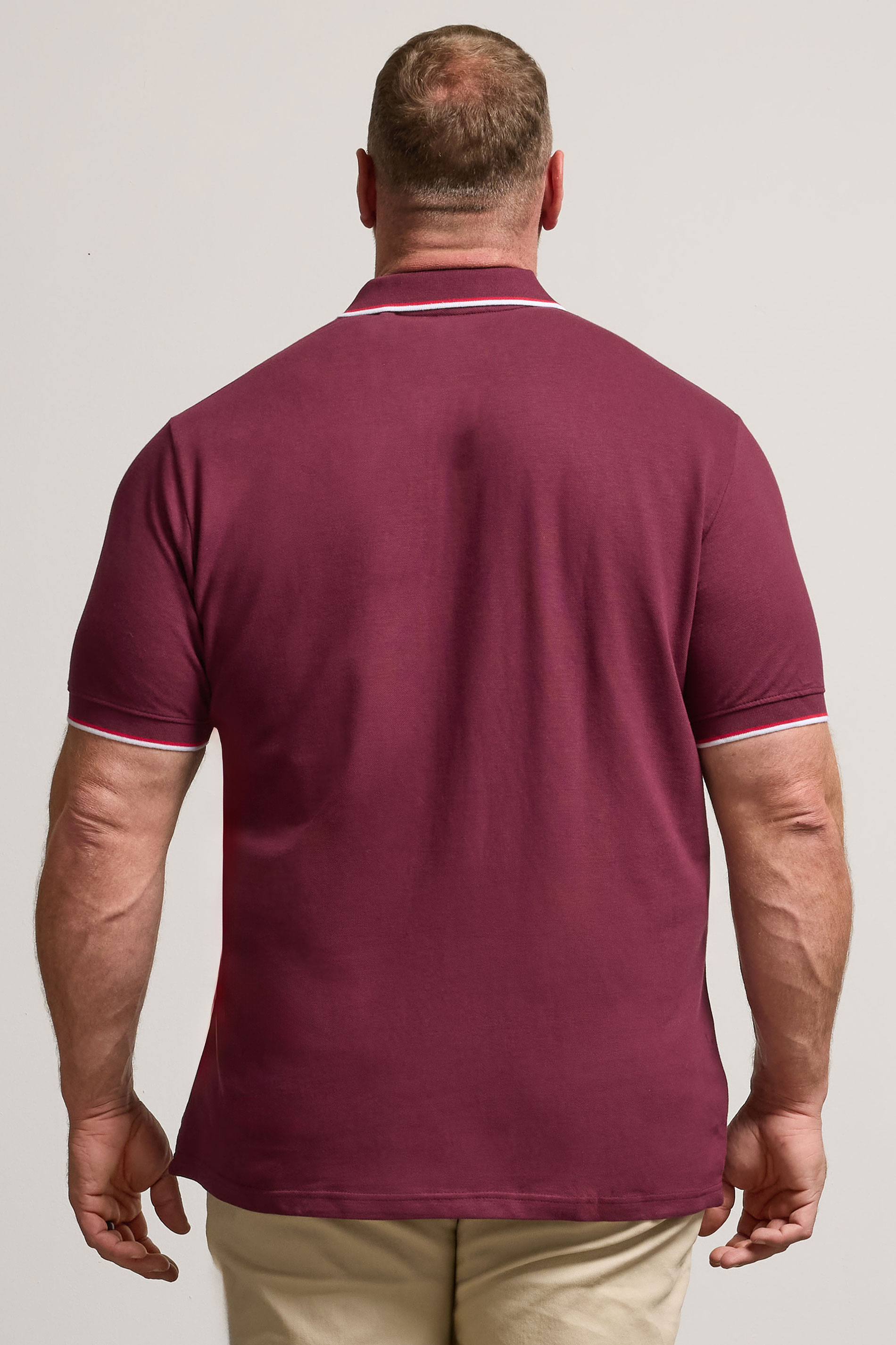 BadRhino Big & Tall Dark Red Essential Tipped Polo Shirt | BadRhino 3
