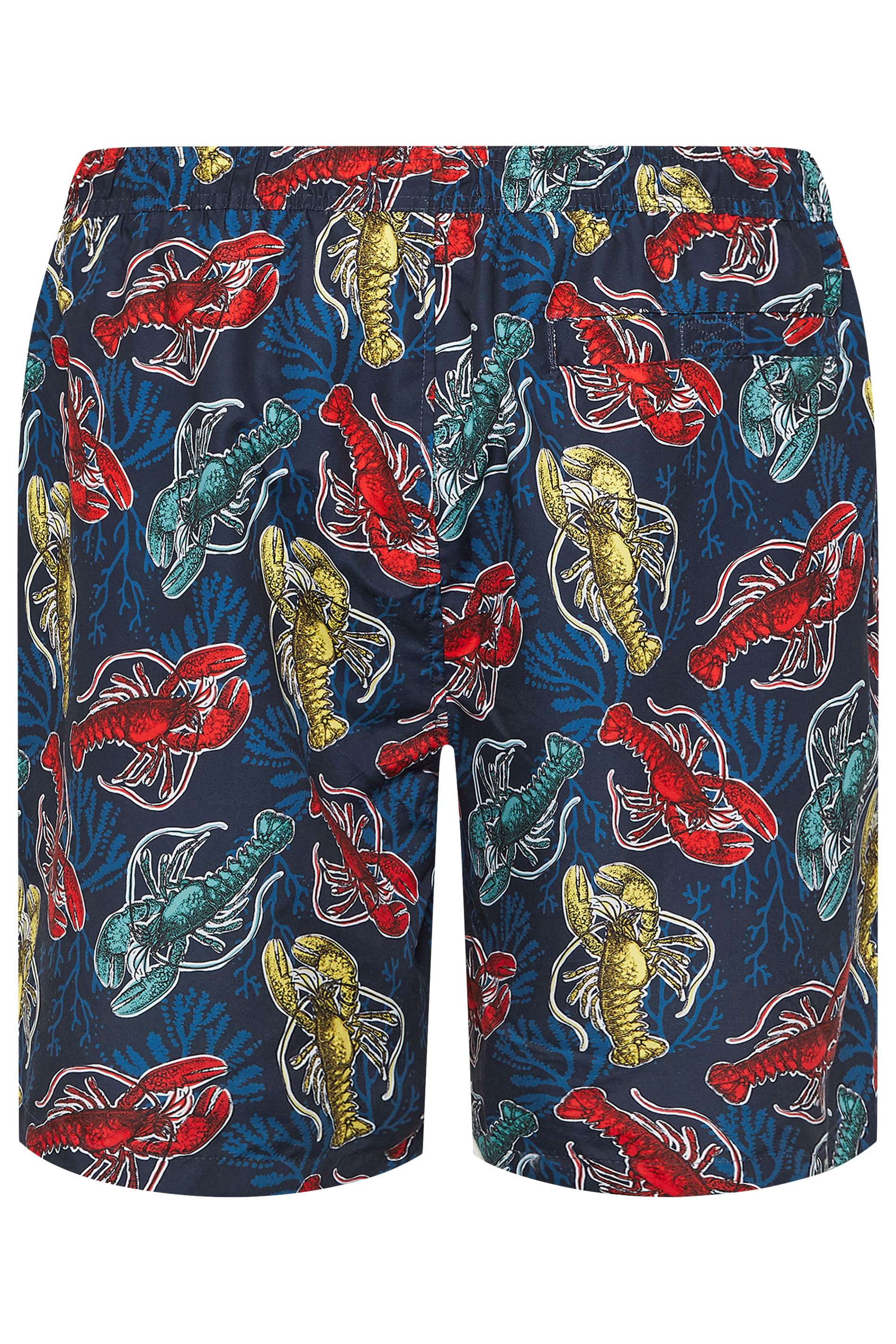 BadRhino Big & Tall Navy Blue Lobster Print Swim Shorts | BadRhino 8