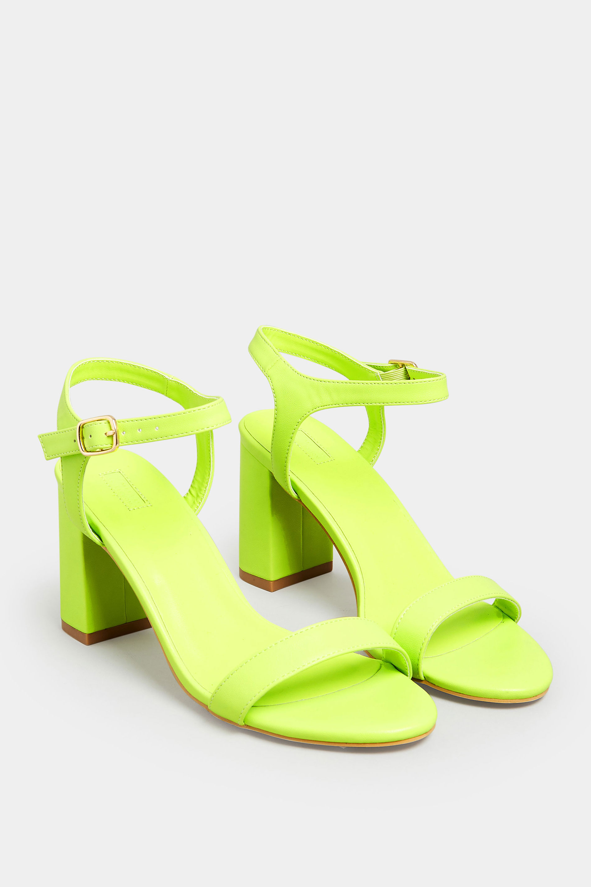 LIMITED COLLECTION Lime Green Block Heel Sandal In Wide E Fit & Extra Wide Fit | Yours Clothing 2