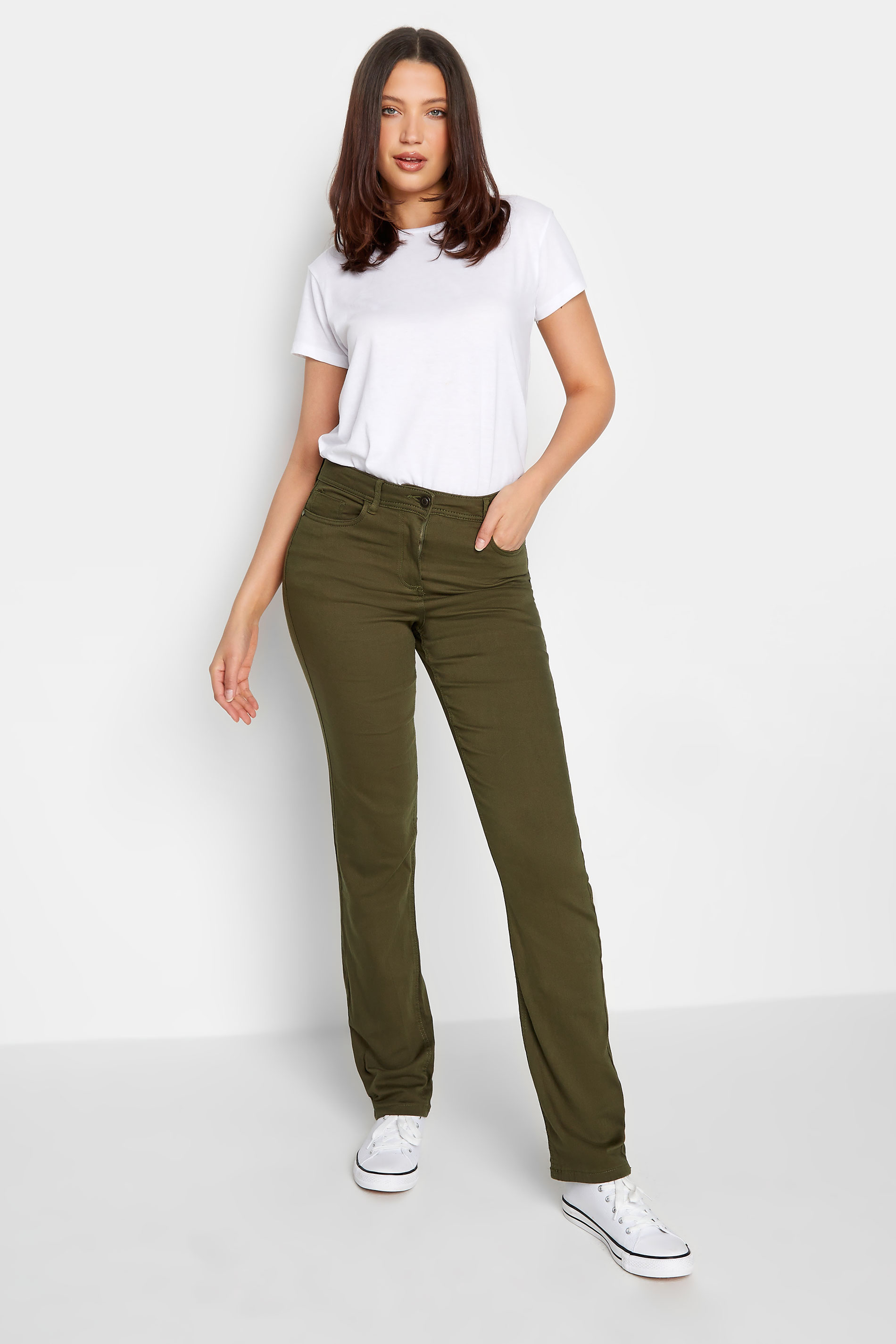 Tall Women's Khaki Green IVY Straight Leg Jeans | Long Tall Sally  2