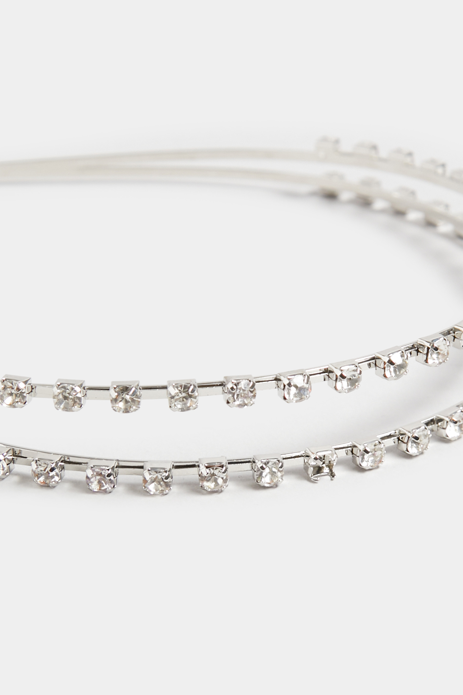 Silver Diamante Double Headband | Yours Clothing 3
