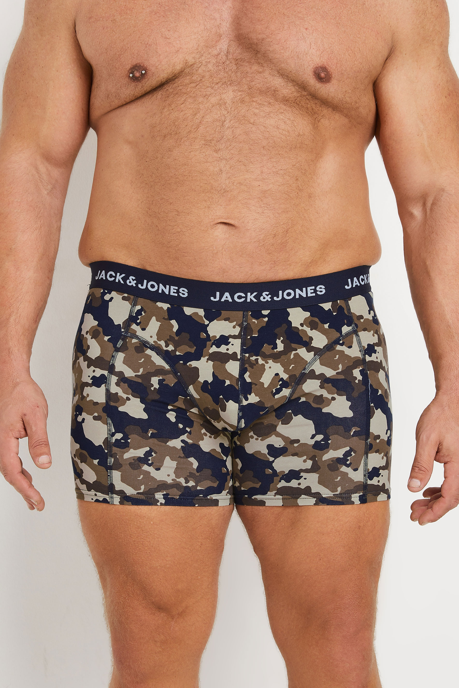 JACK & JONES Big & Tall 3 PACK Navy & Camo Print Boxers | BadRhino 2