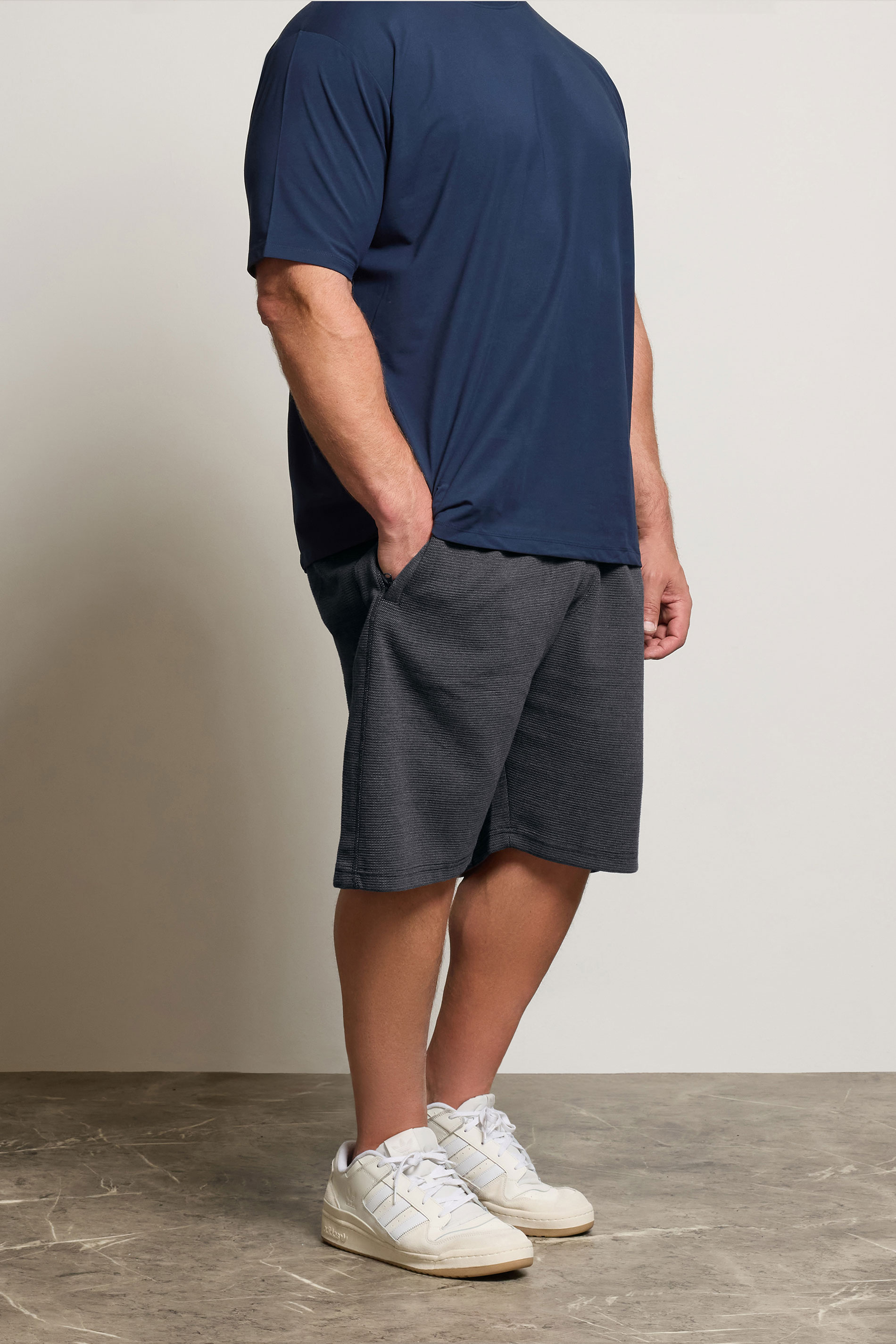 KAM Big & Tall Indigo Blue Textured Interlock Shorts | BadRhino 1