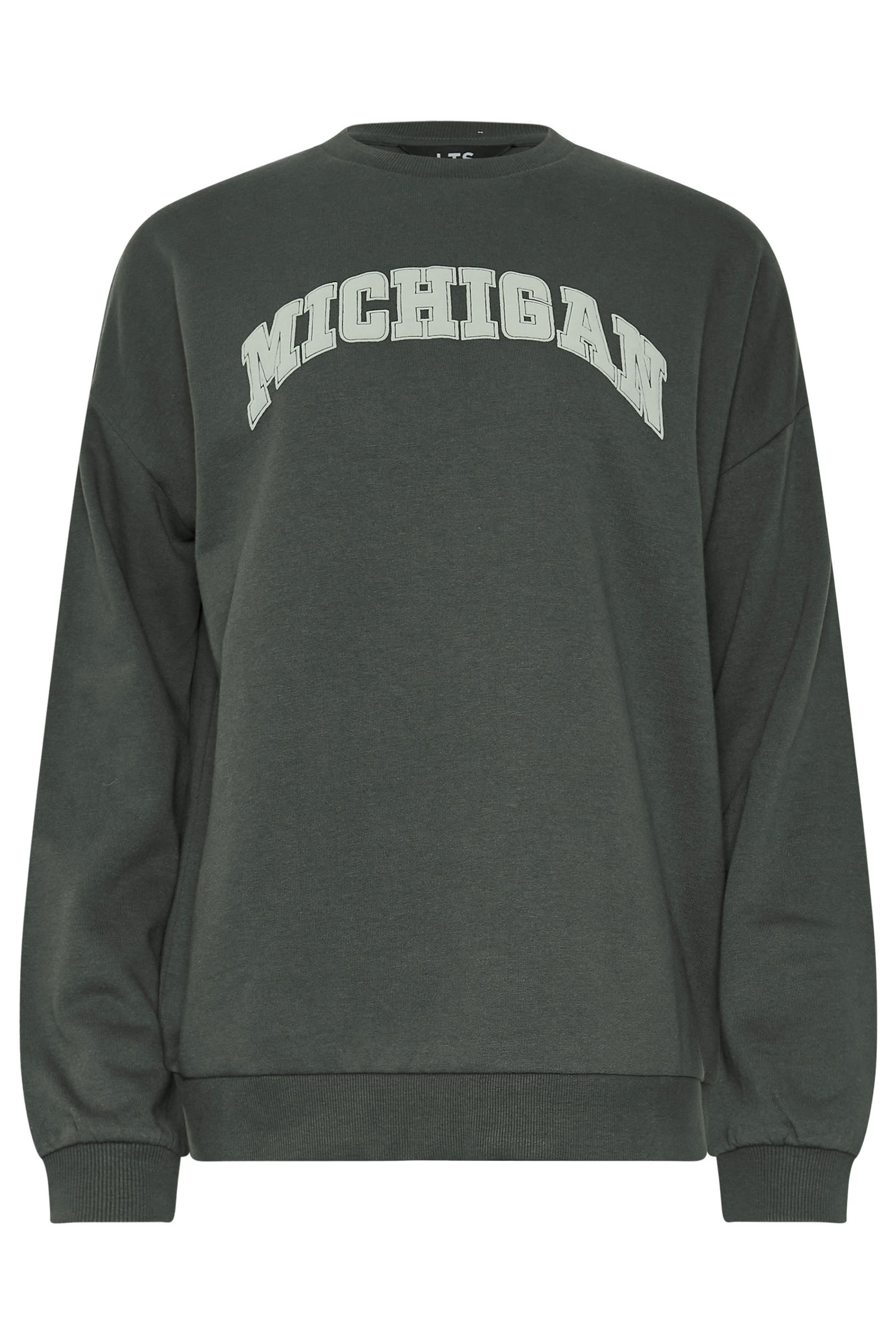 LTS Tall Charcoal Grey 'Michigan' Slogan Sweatshirt | Long Tall Sally 5