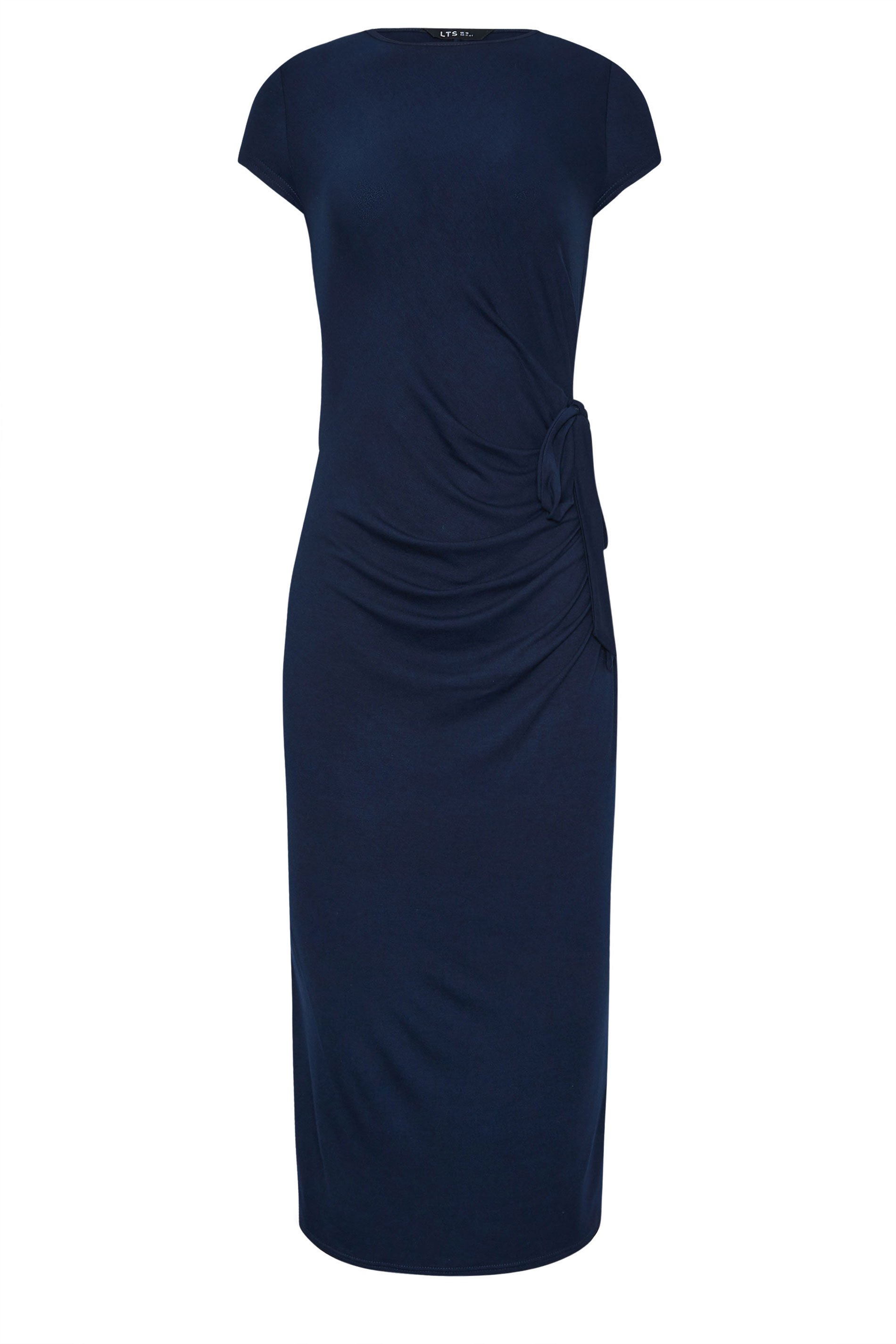 LTS Tall Navy Blue Ruched Tie Midi Dress | Long Tall Sally 5