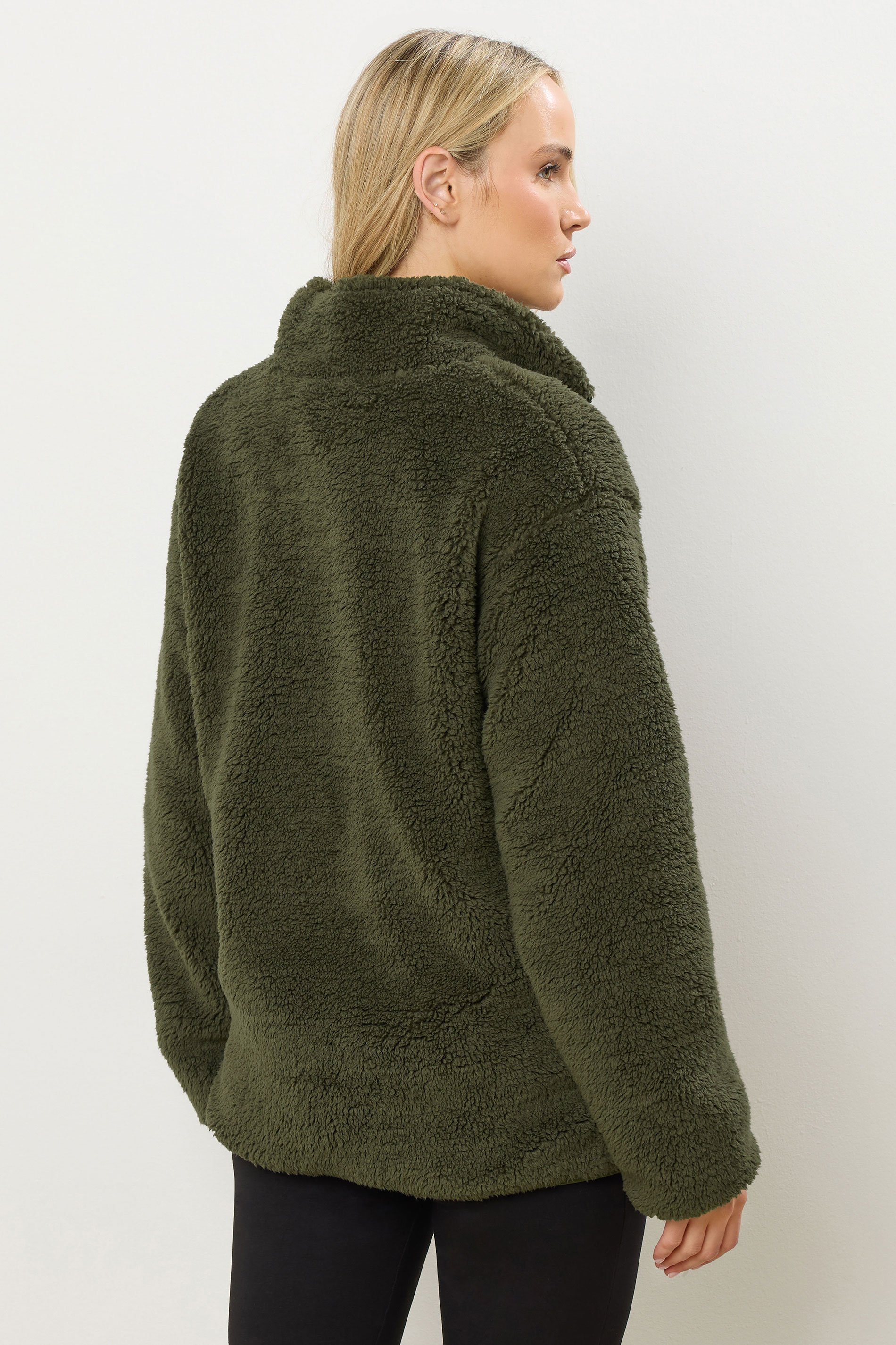 LTS Tall Khaki Green Half Zip Fleece Jacket | Long Tall Sally 4