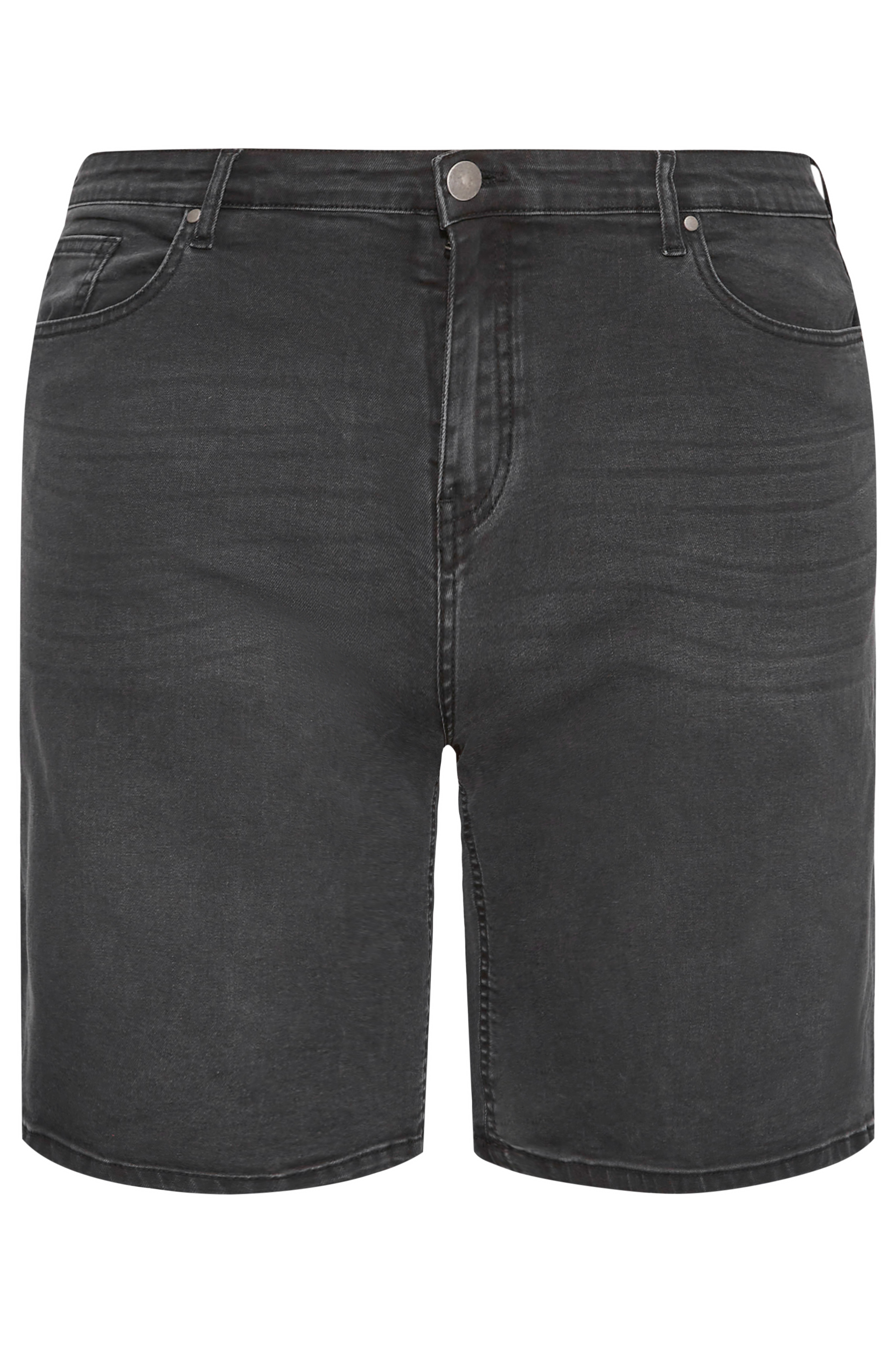 BadRhino Big & Tall Black Washed Denim Shorts | BadRhino 3