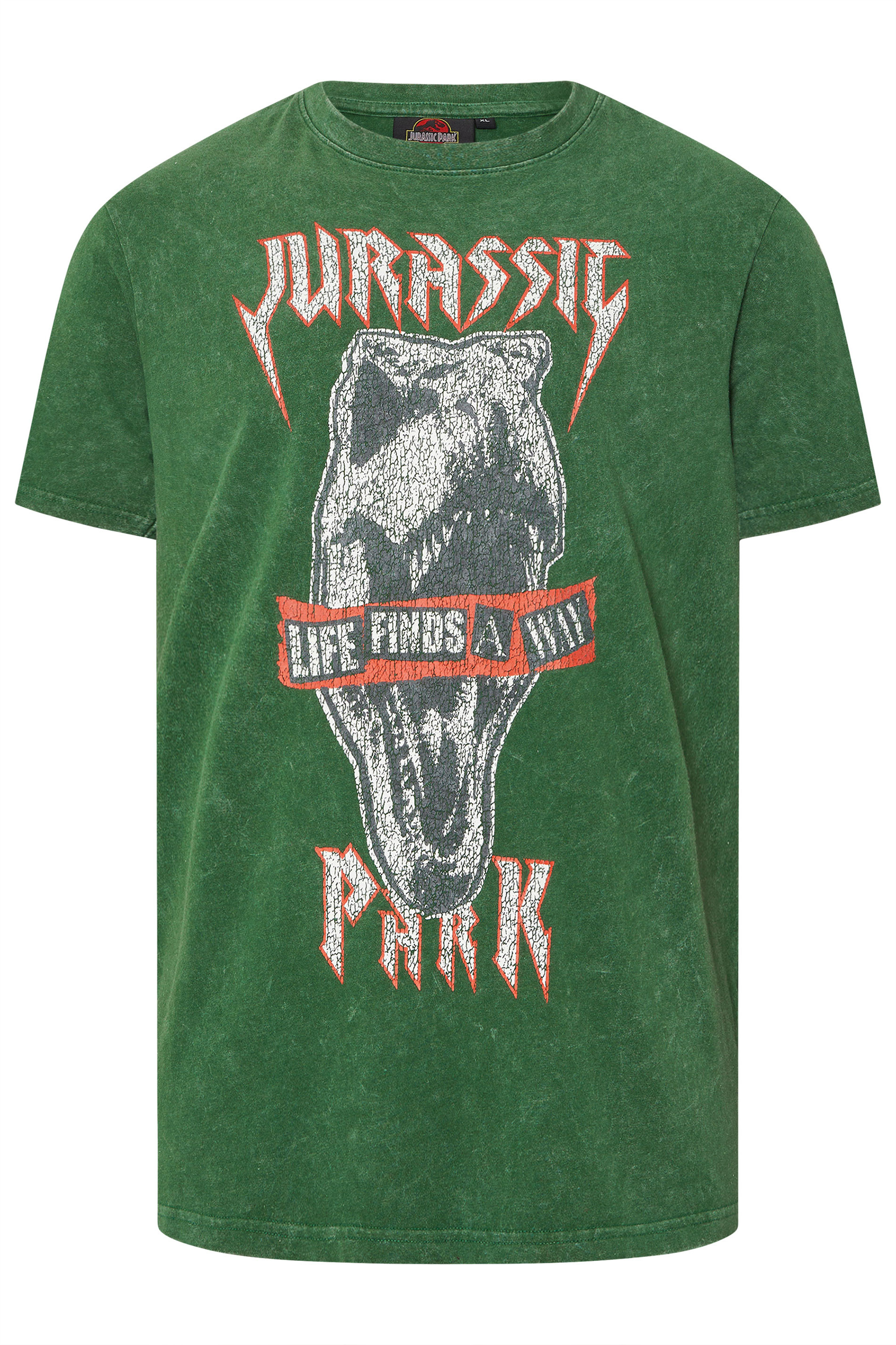 BadRhino Big & Tall Green Acid Wash Jurassic Park Graphic T-Shirt | BadRhino 5
