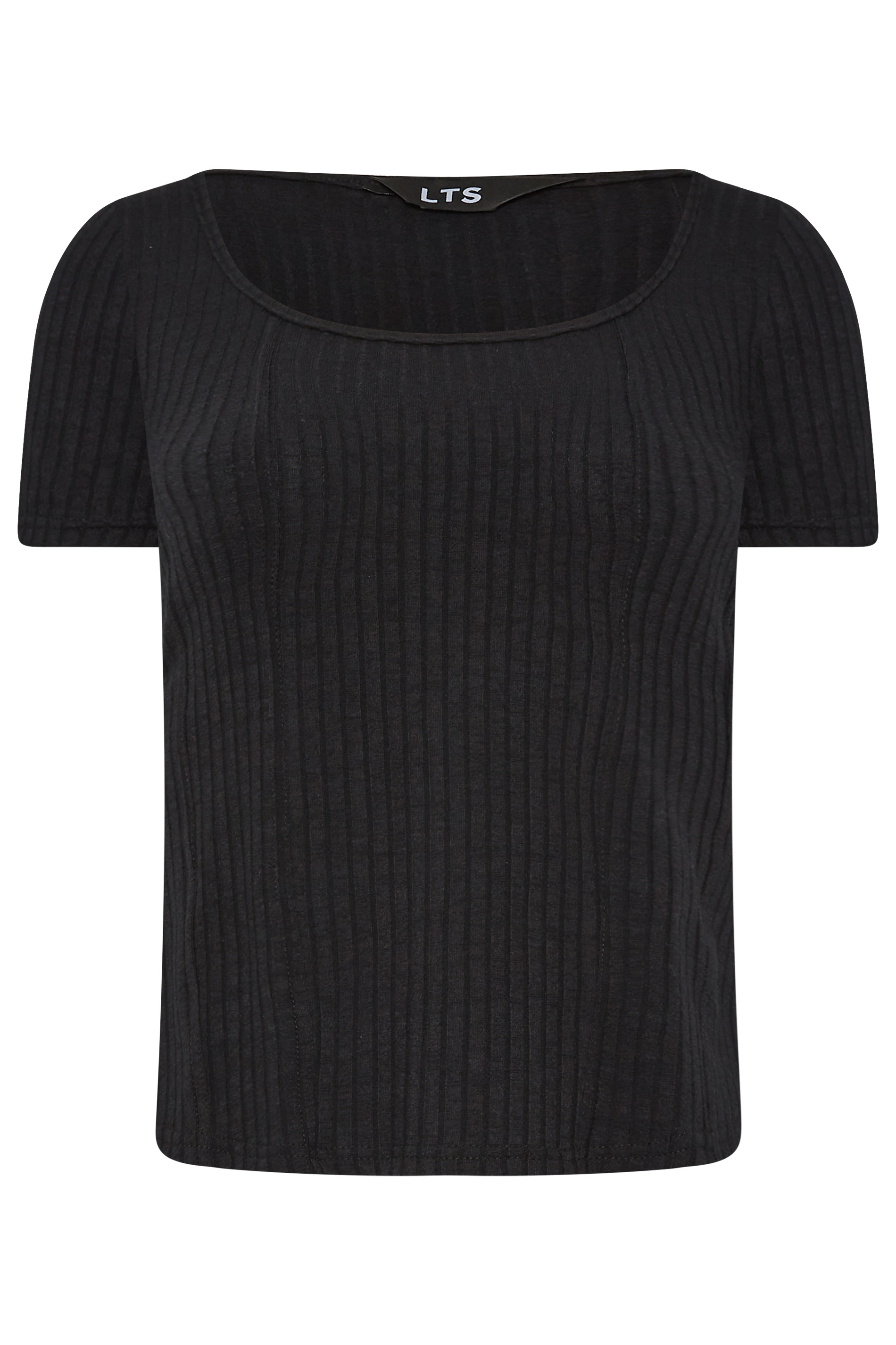 LTS Tall Women's Black Ribbed Short Sleeve Top | Long Tall Sally